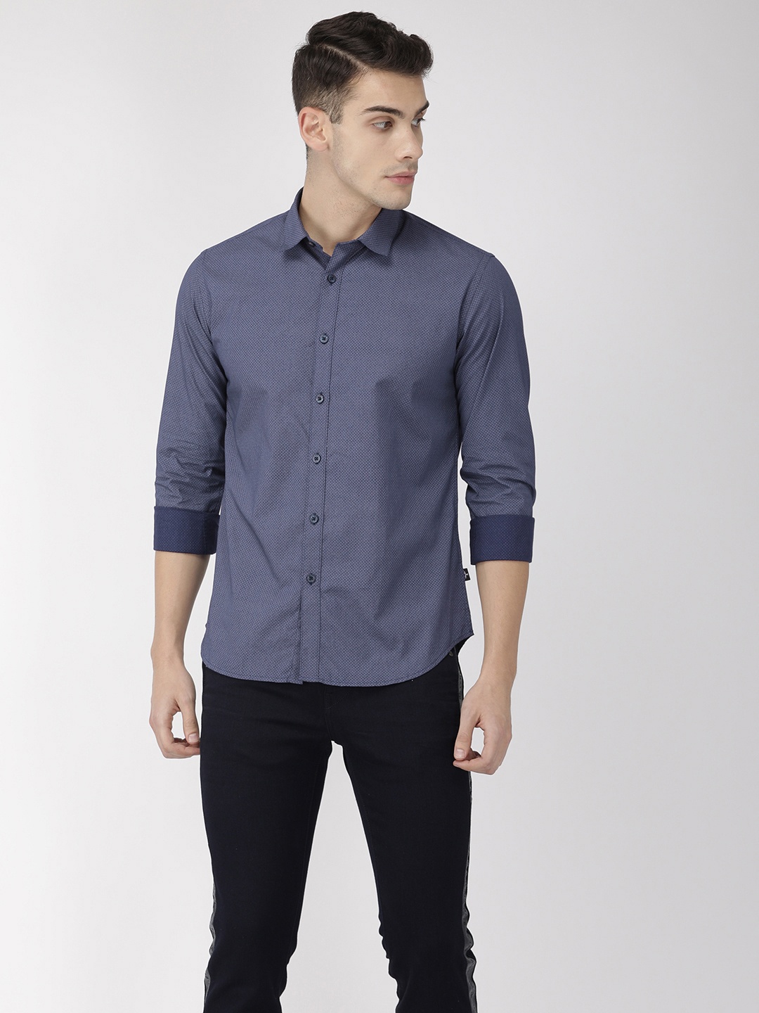 

Flying Machine Men Blue Slim Fit Printed Casual Shirt