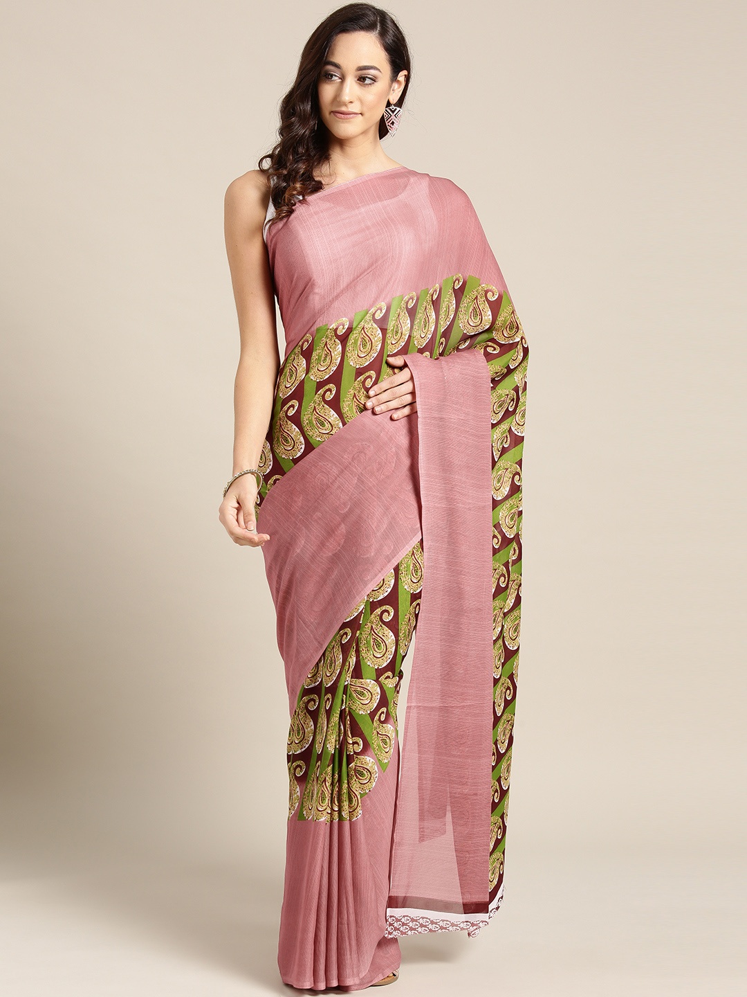 

Ishin Dusty Pink Solid Saree