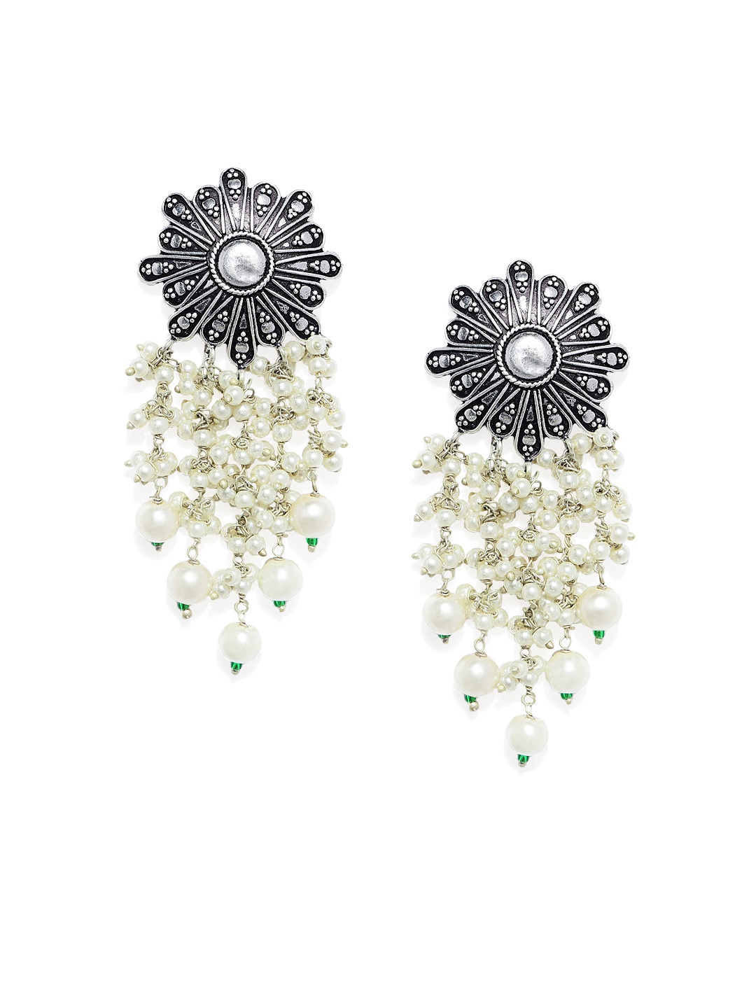 

Peora Silver-Toned Contemporary Drop Earrings