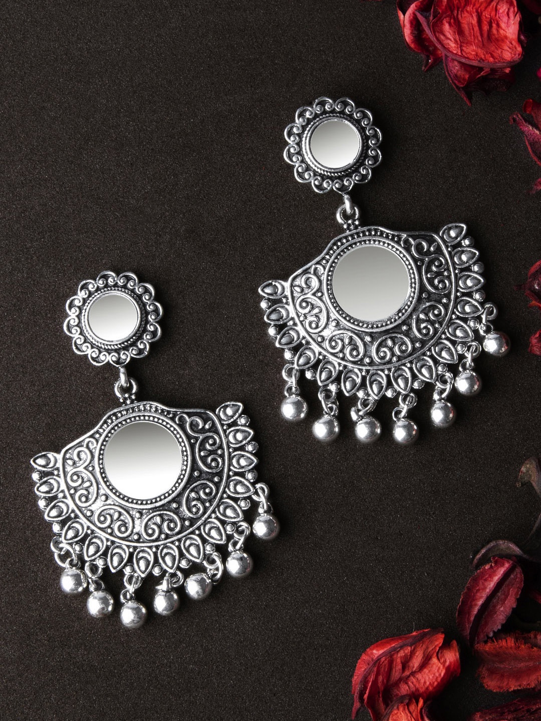 

Rubans Silver-Toned Handcrafted Classic Drop Earrings