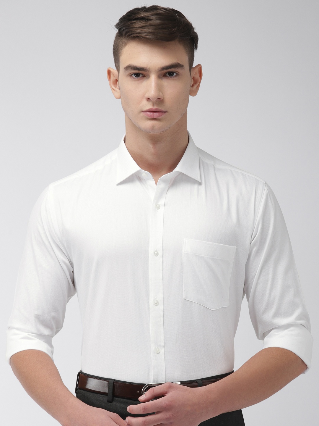 

Park Avenue Men White Slim Fit Self Design Formal Shirt