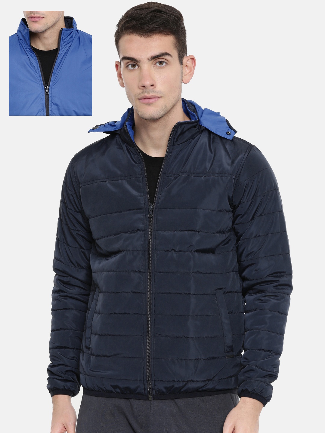 

Parx Men Blue Solid Reversible Puffer Jacket