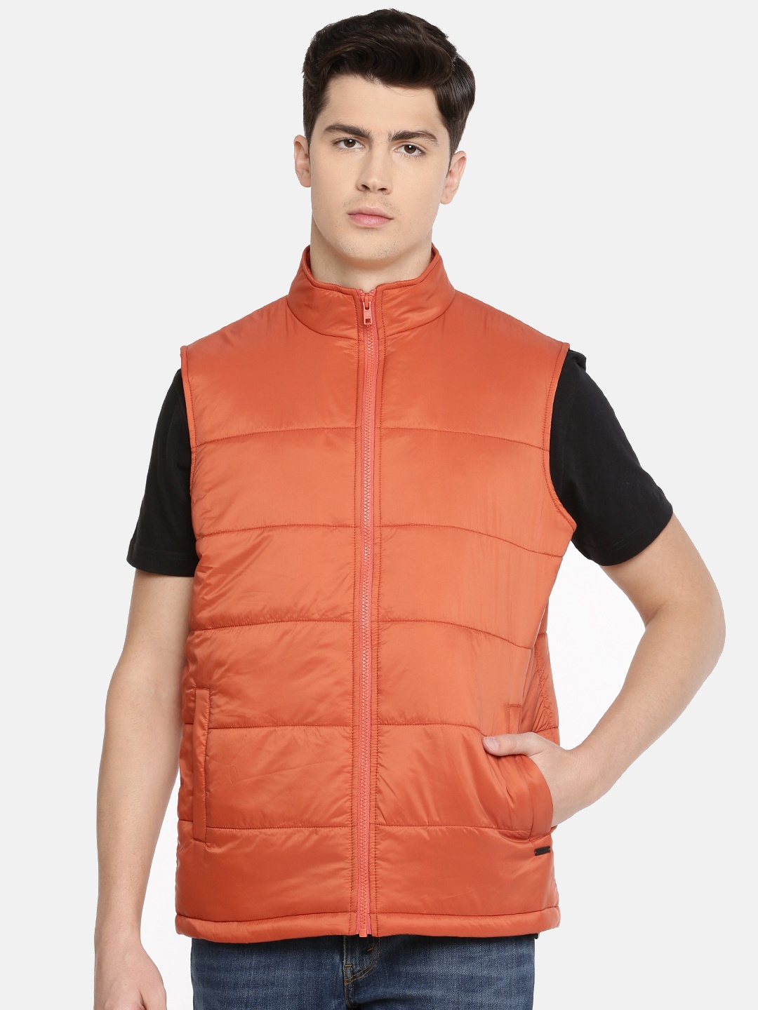 

Parx Men Rust Orange Solid Padded Jacket