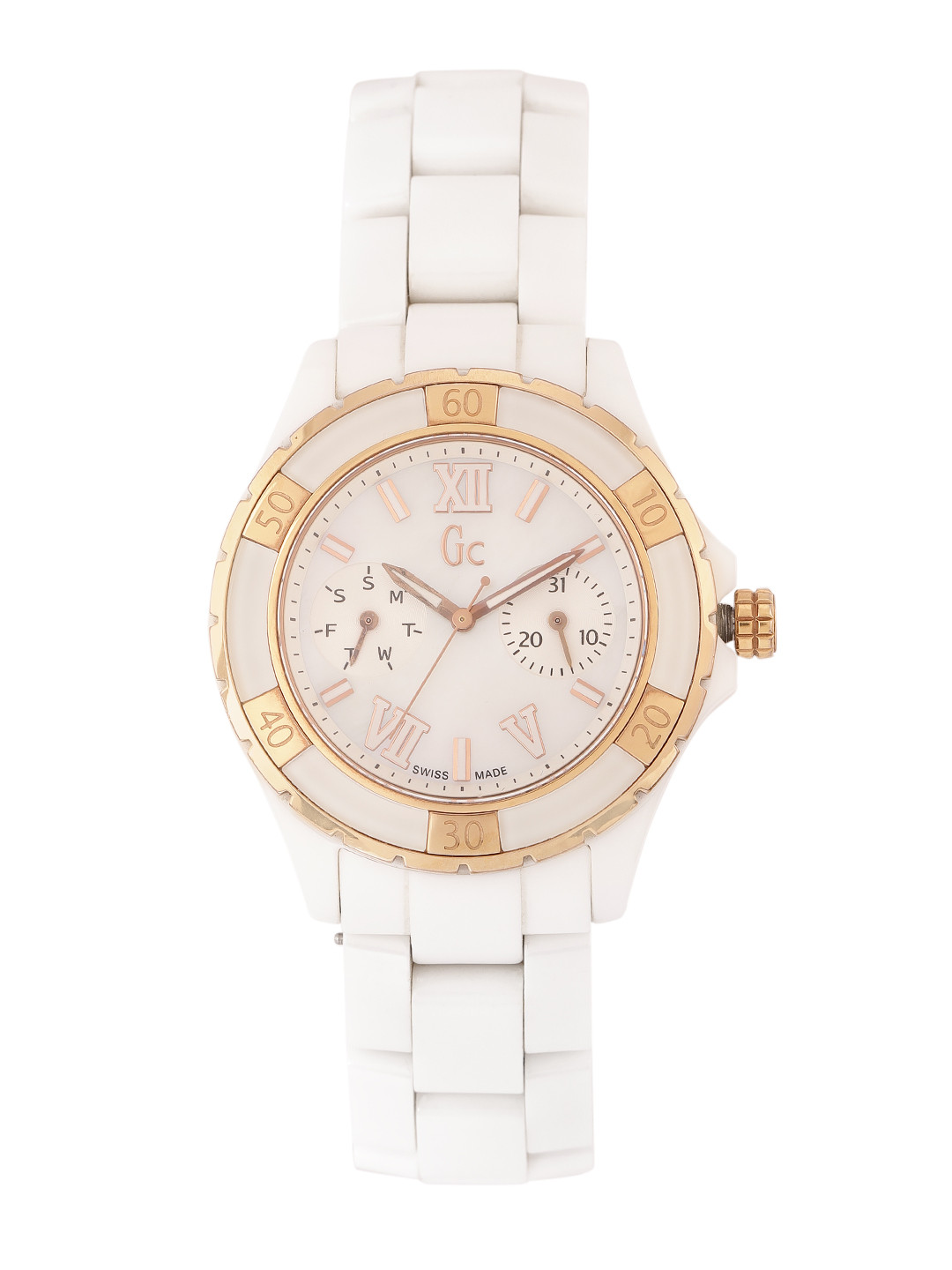 

GC Women Mother of Pearl Dial & Ceramic Bracelet Style Analogue Watch X69003L1S, Silver