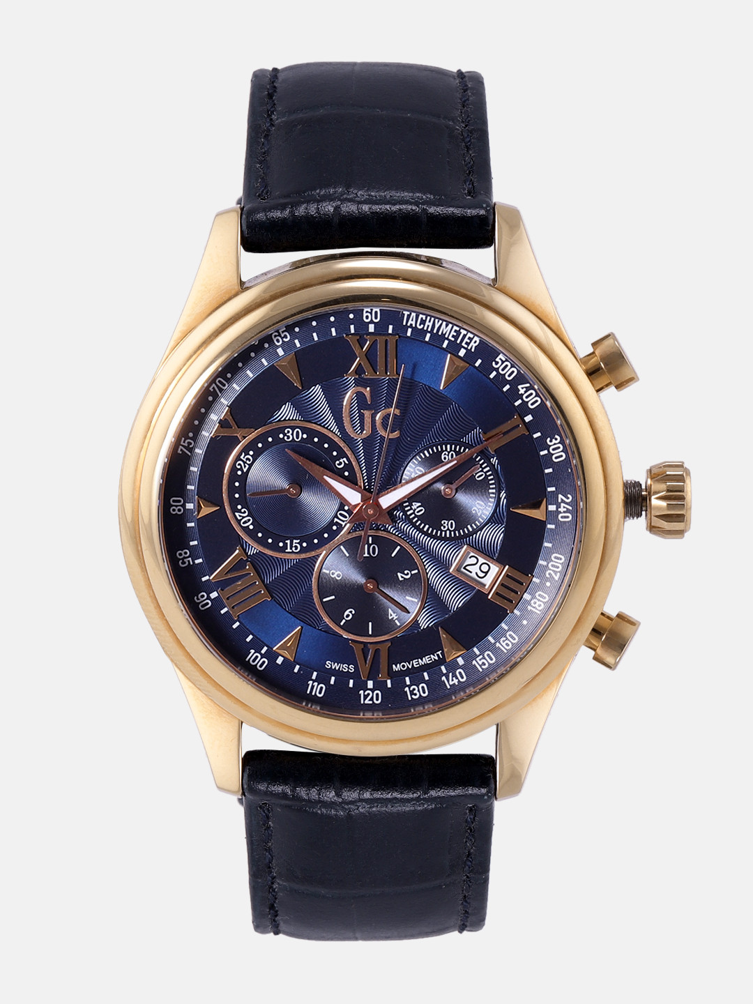 

GC Men Navy Blue Swiss Made Chronograph Watch Y04008G7