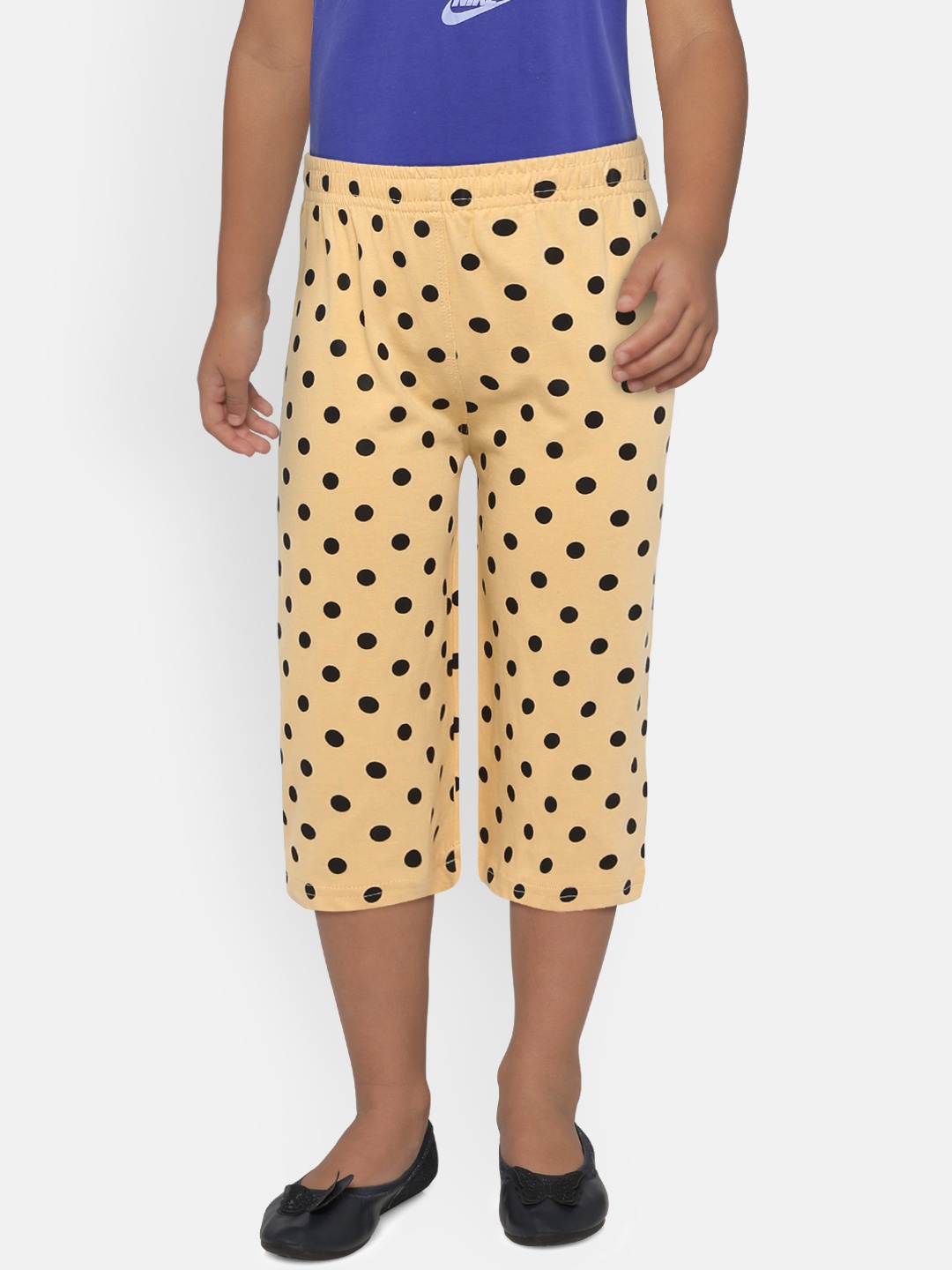 

SINI MINI Girls Beige & Black Printed Regular Fit Capris