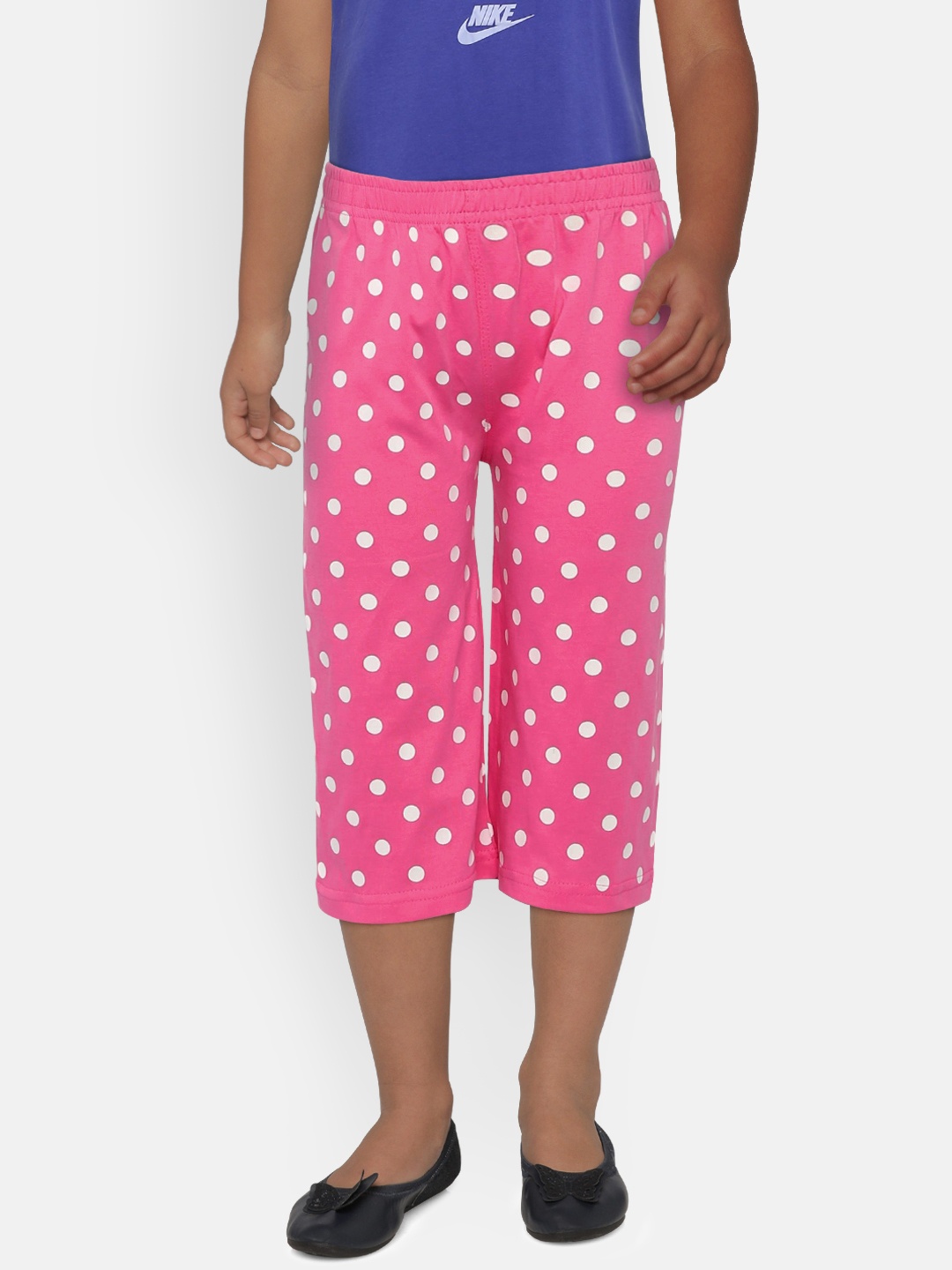 

SINI MINI Girls Pink & White Printed Regular Fit Capris
