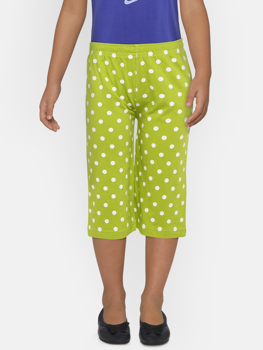 

SINI MINI Girls Lime Green Printed Regular Fit Capris