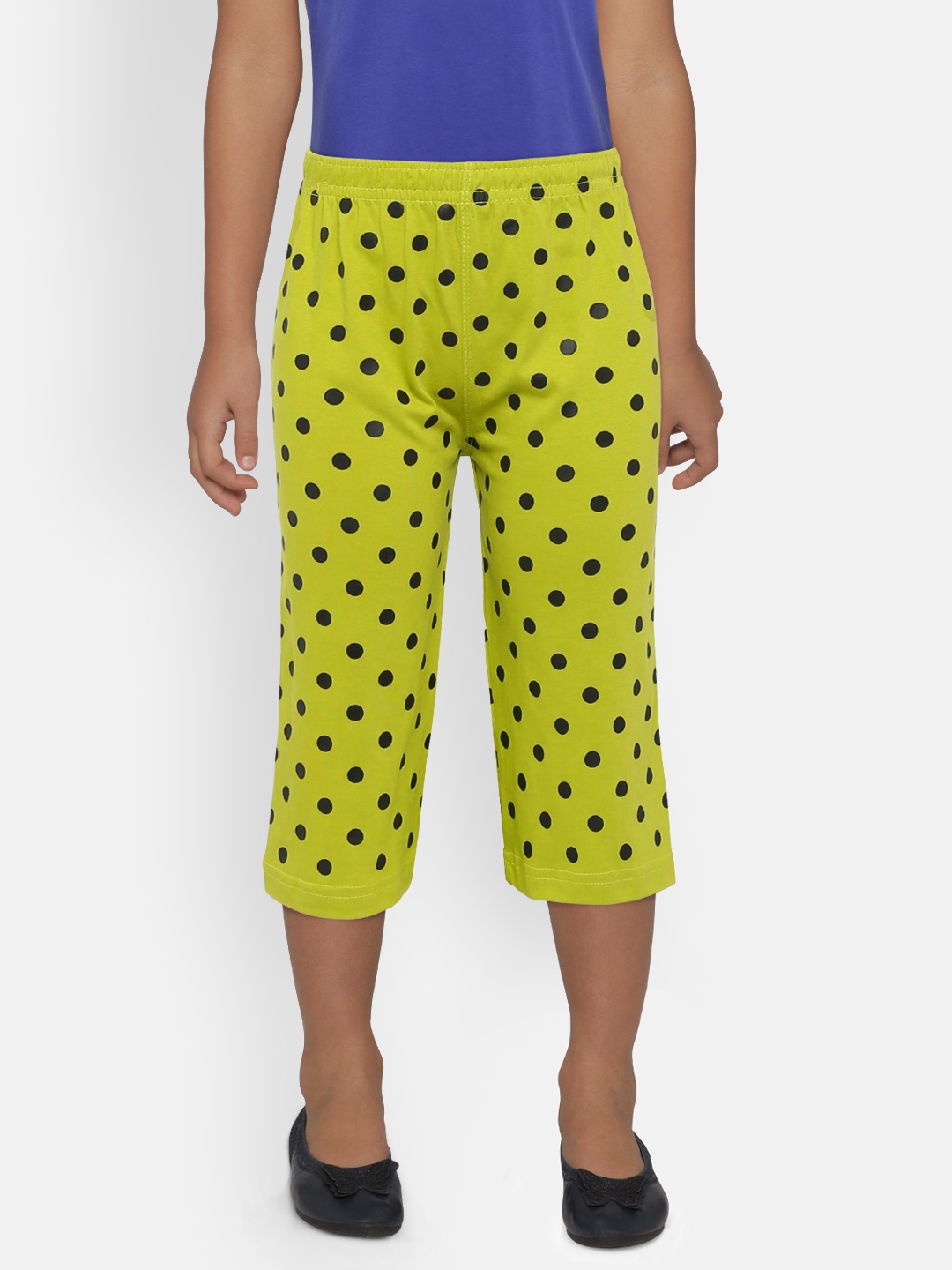 

SINI MINI Girls Lime Green & Black Printed Regular Fit Capris