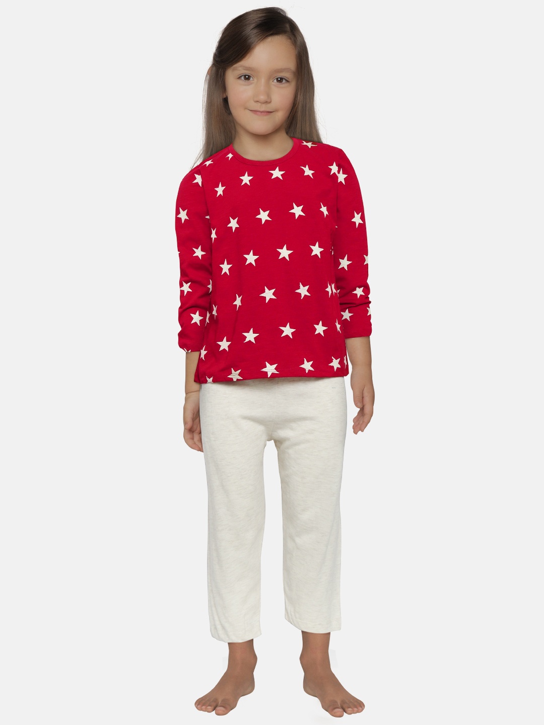 

FUNKRAFTS Kids Red & Beige Printed Night suit