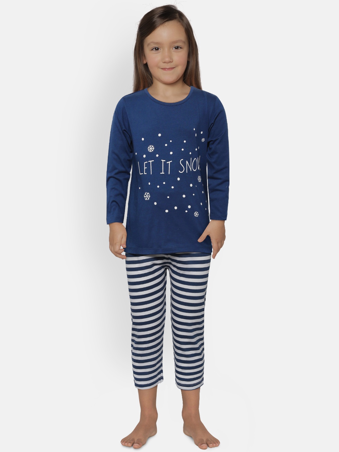 

FUNKRAFTS Kids Navy Blue & White Printed Night suit
