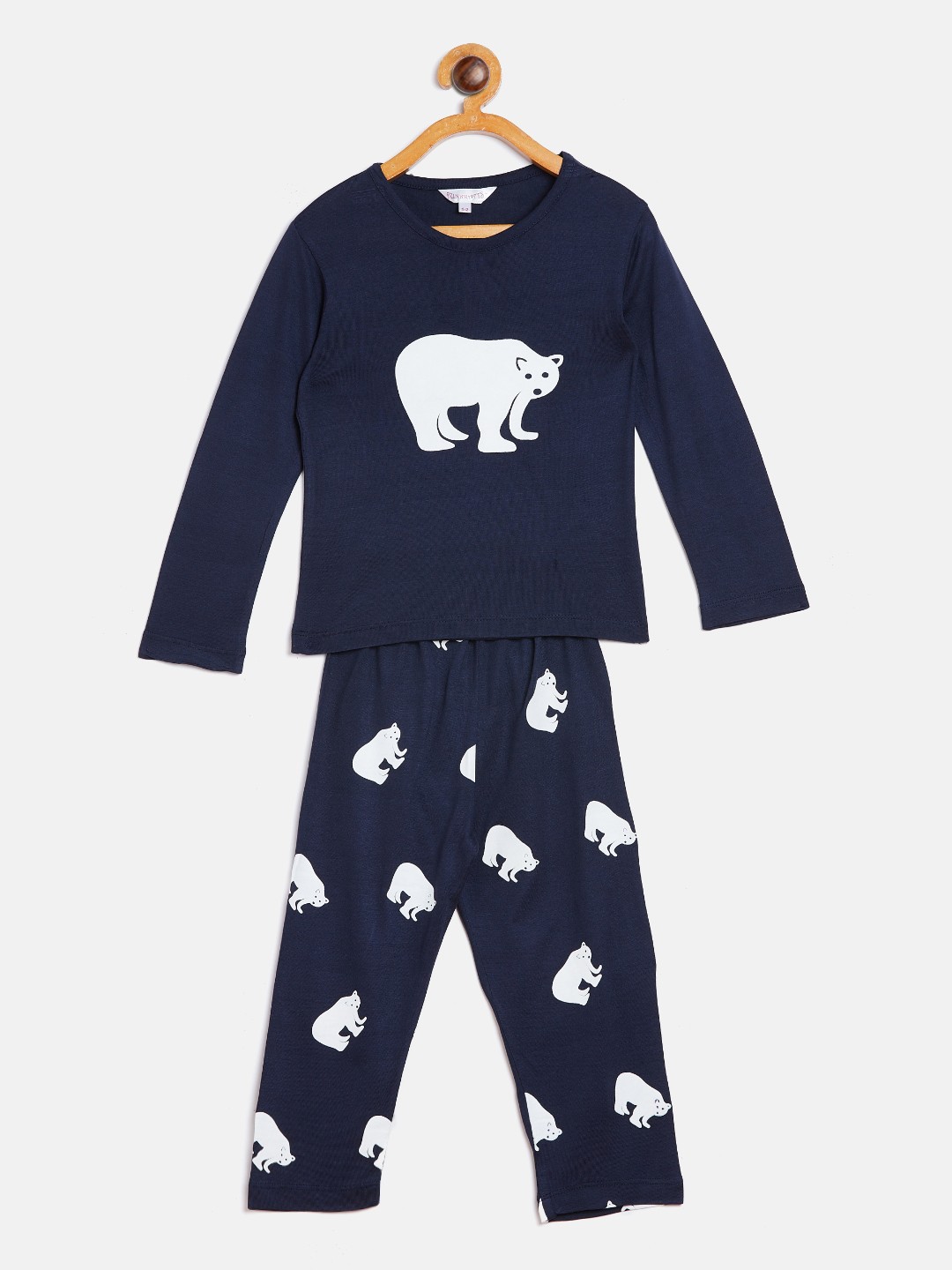 

FUNKRAFTS Kids Navy Blue & White Printed Night suit