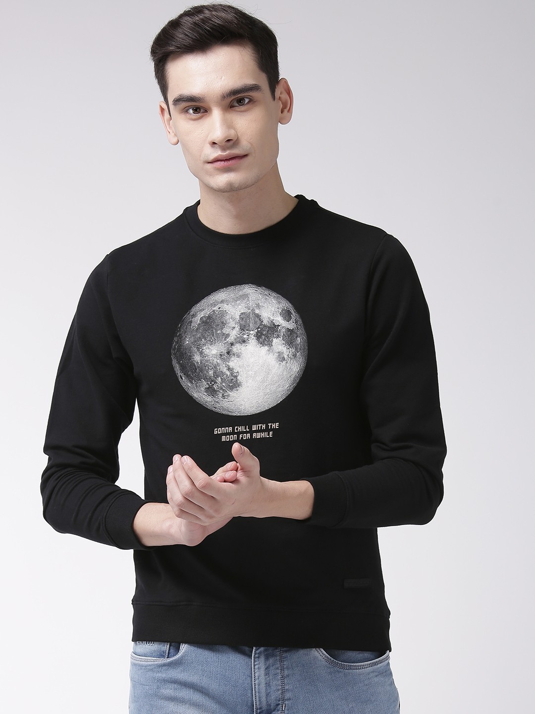 

Flying Machine Men Black Printed Sweatshirt