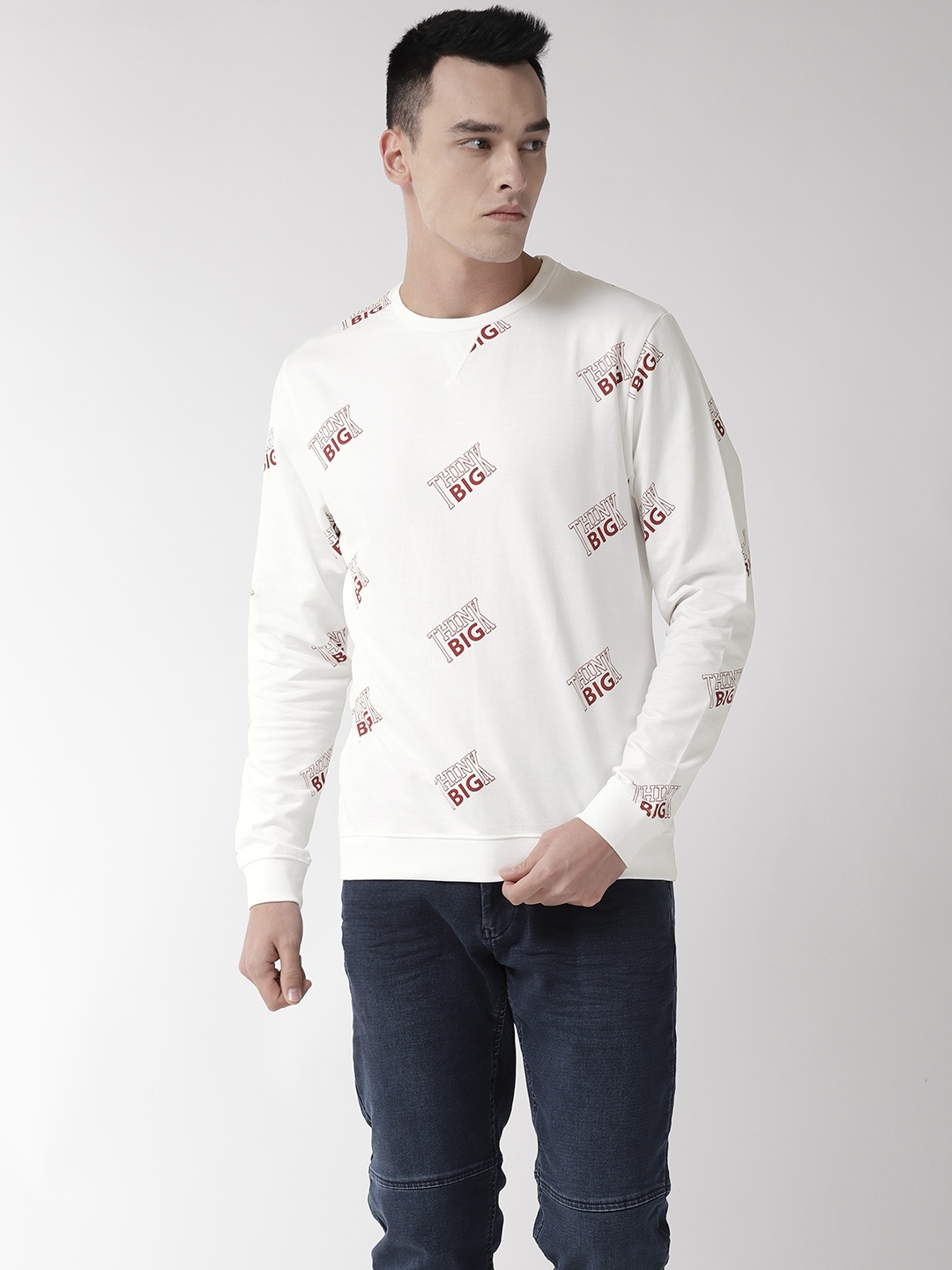 

Flying Machine Men White & Red Printed Sweatshirt