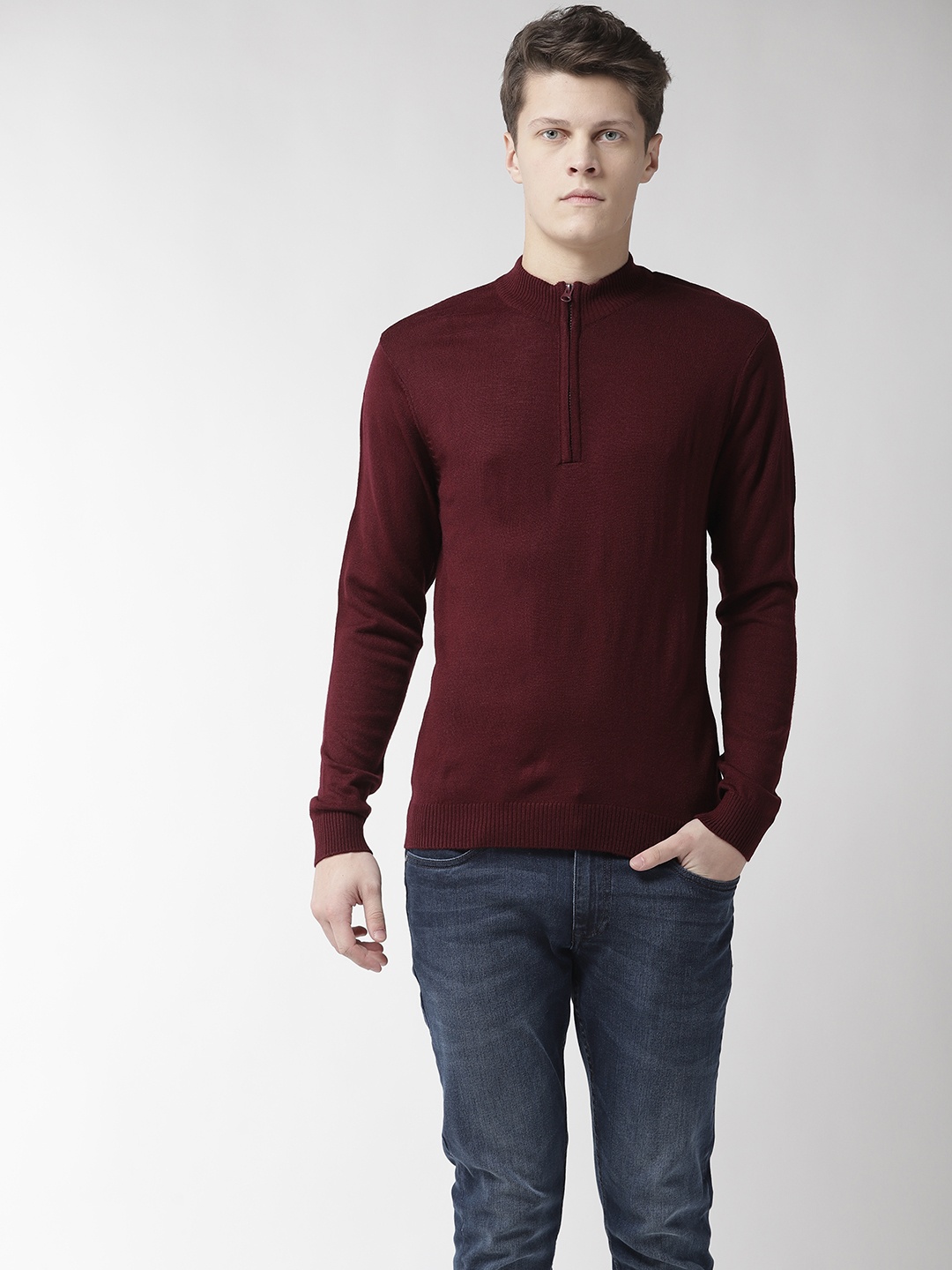 

Flying Machine Men Maroon Solid Sweater