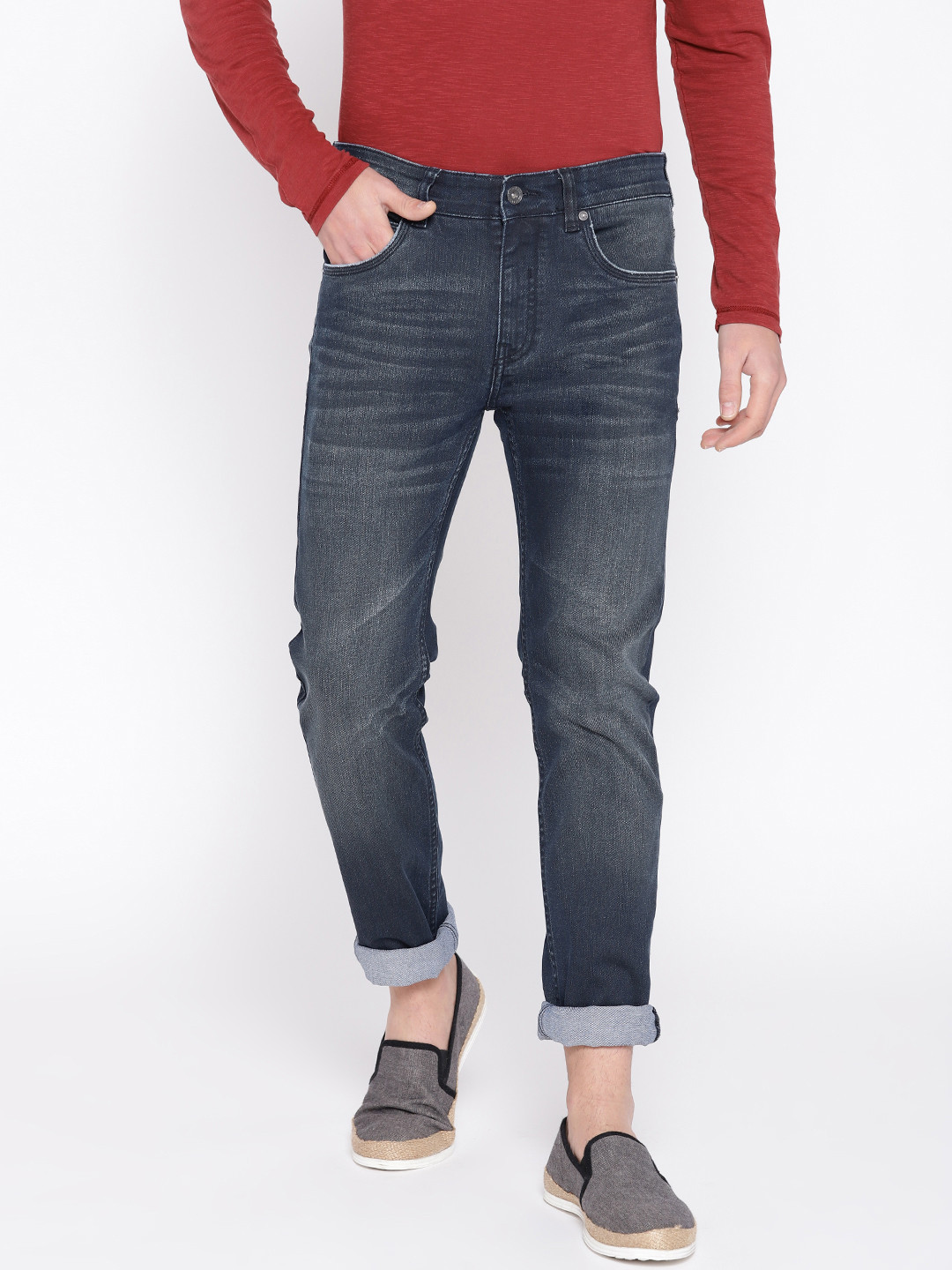 

Blackberrys Men Charcoal Grey Skinny Fit Low-Rise Clean Look Stretchable Jeans