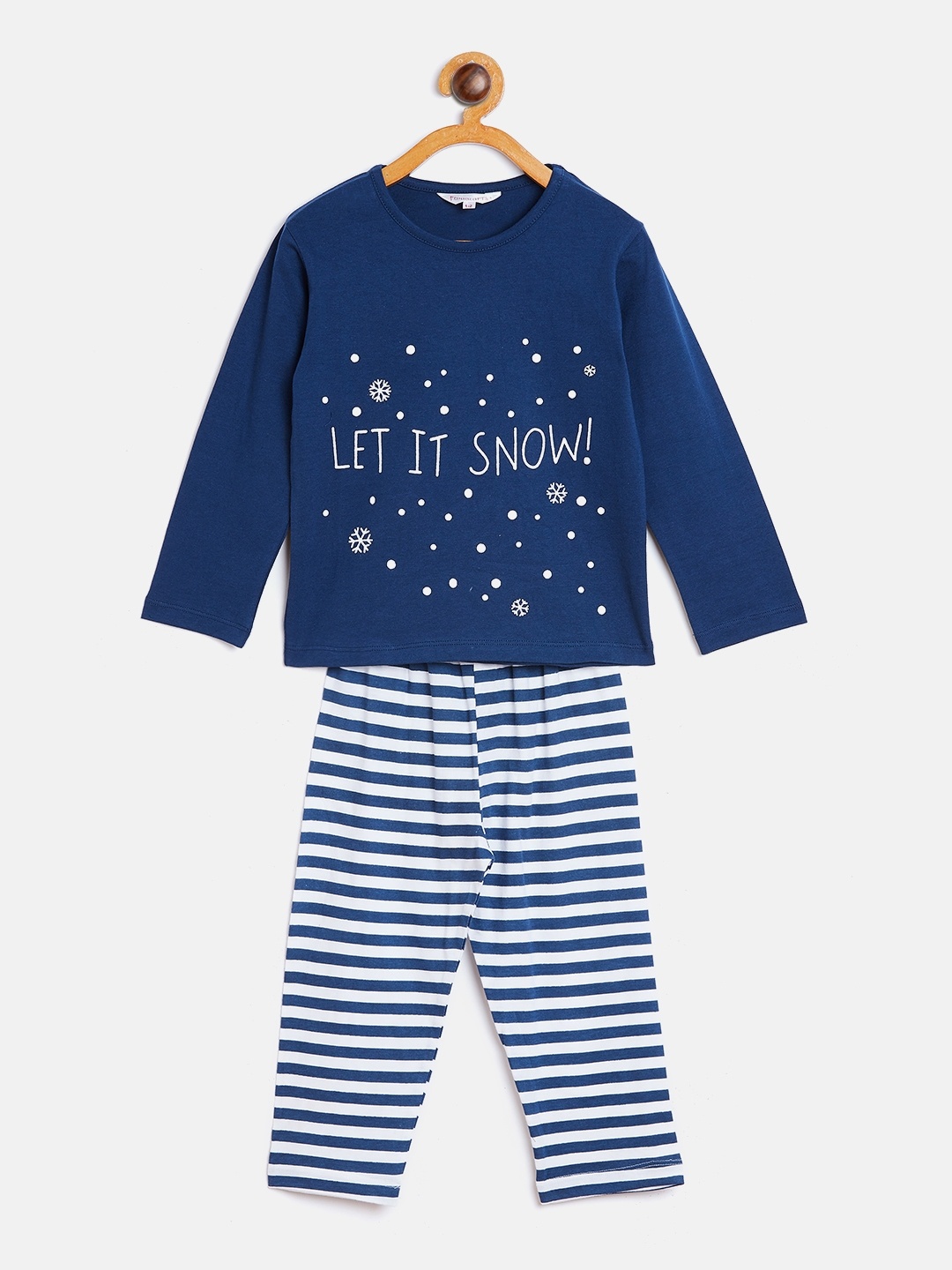 

FUNKRAFTS Kids Navy Blue & White Printed Night Suit