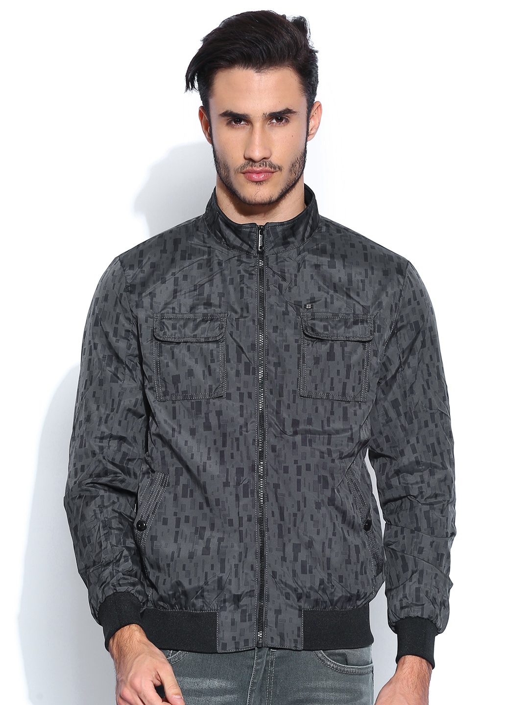 

Arrow New York Charcoal Grey Printed Jacket