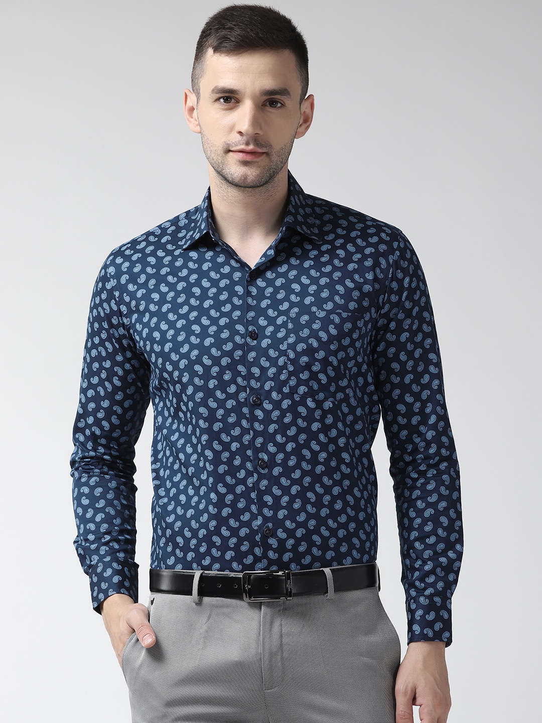 

Richlook Men Blue Slim Fit Printed Formal Shirt