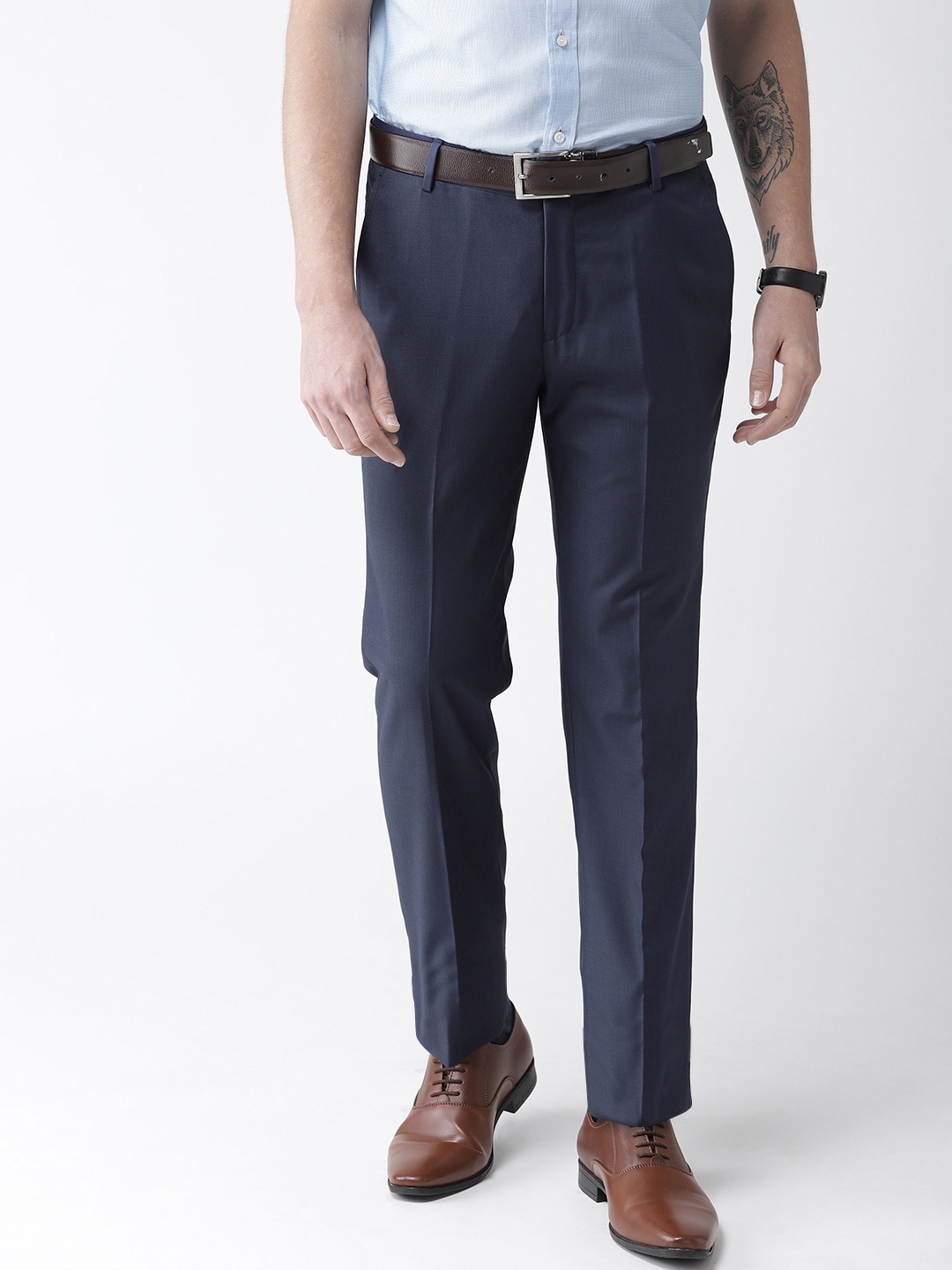 

Richlook Men Navy Blue Smart Regular Fit Solid Formal Trousers