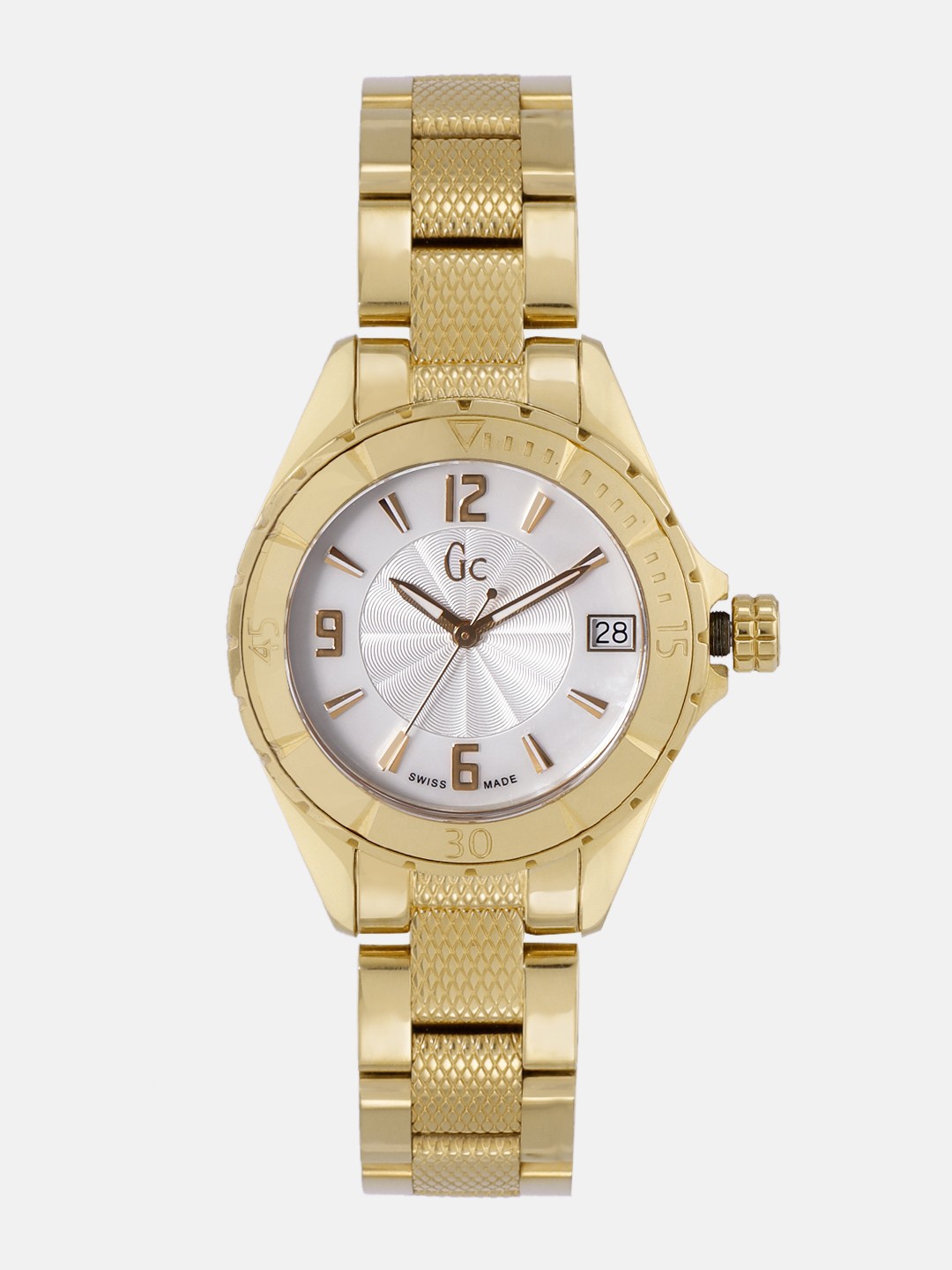 

GC Women White & Silver-Toned Swiss Made Analogue Watch X68004L1S