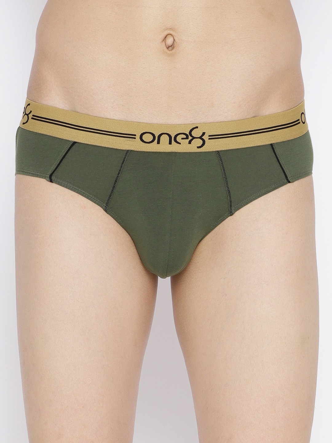 

one8 by Virat Kohli Men Olive Green Solid Premium Cotton Stretch Briefs 202