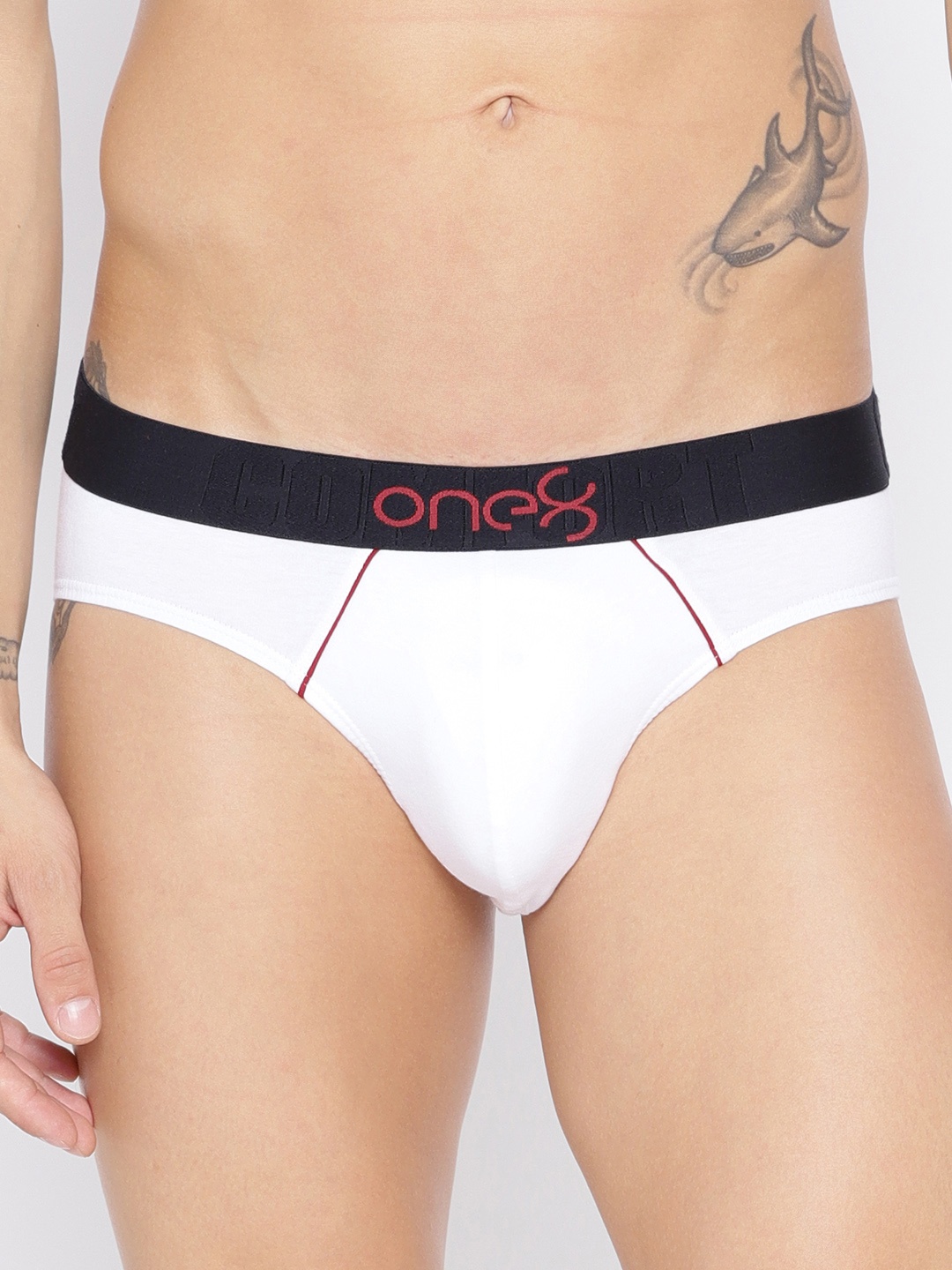 

one8 by Virat Kohli Men White Solid Premium Cotton Low Rise Briefs 102