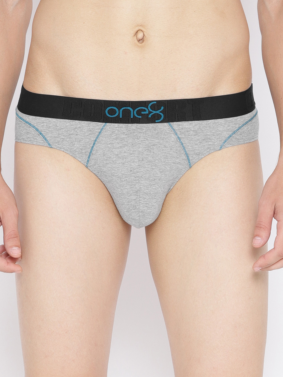 

one8 by Virat Kohli Men Grey Melange Solid Super Fine Cotton Ribbed Briefs 103