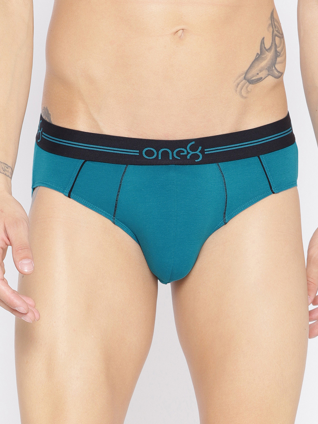 

one8 by Virat Kohli Men Teal Blue Solid Premium Cotton Stretch Briefs 202
