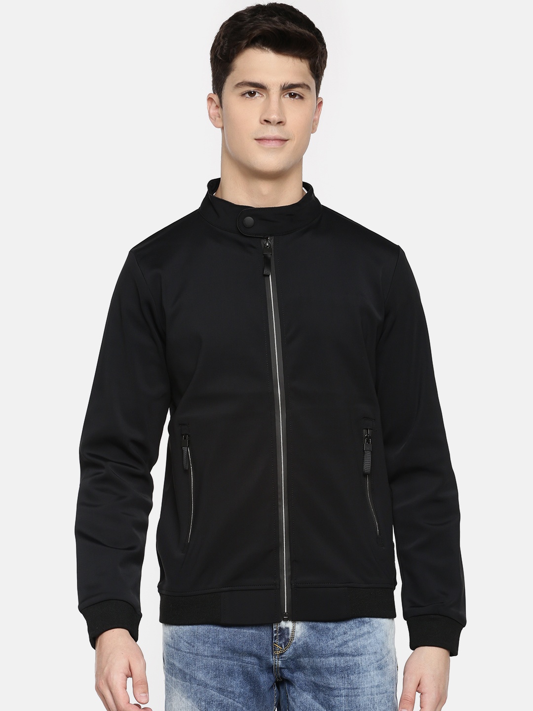

SPYKAR Men Black Solid Bomber Jacket
