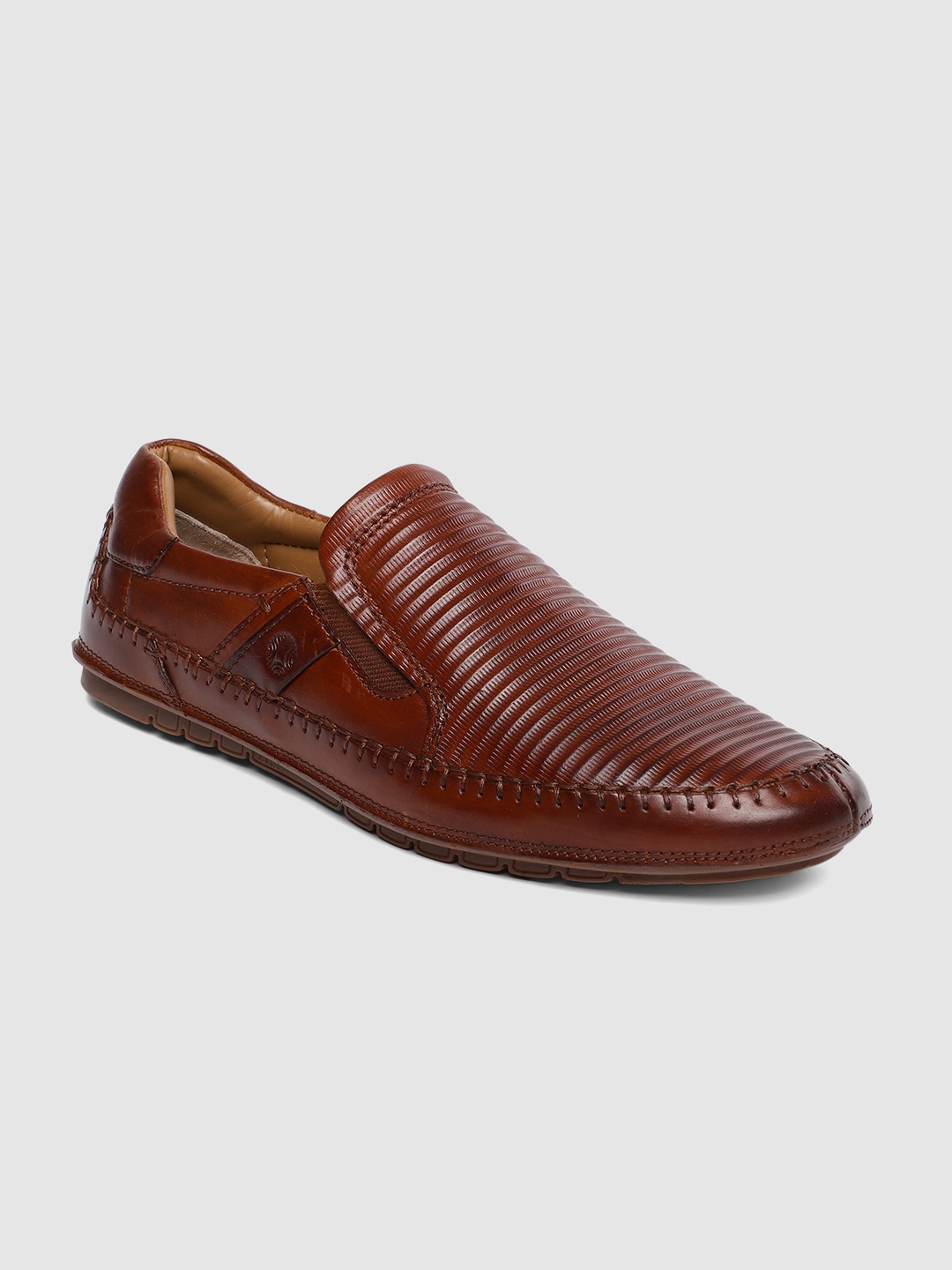 

Ruosh Men Tan Textured Leather Loafers