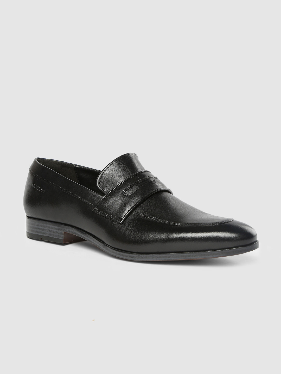 

Ruosh Men Black Leather Formal Slip-On Shoes