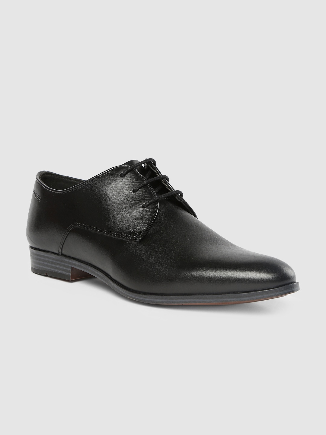 

Ruosh Men Black Leather Formal Derbys