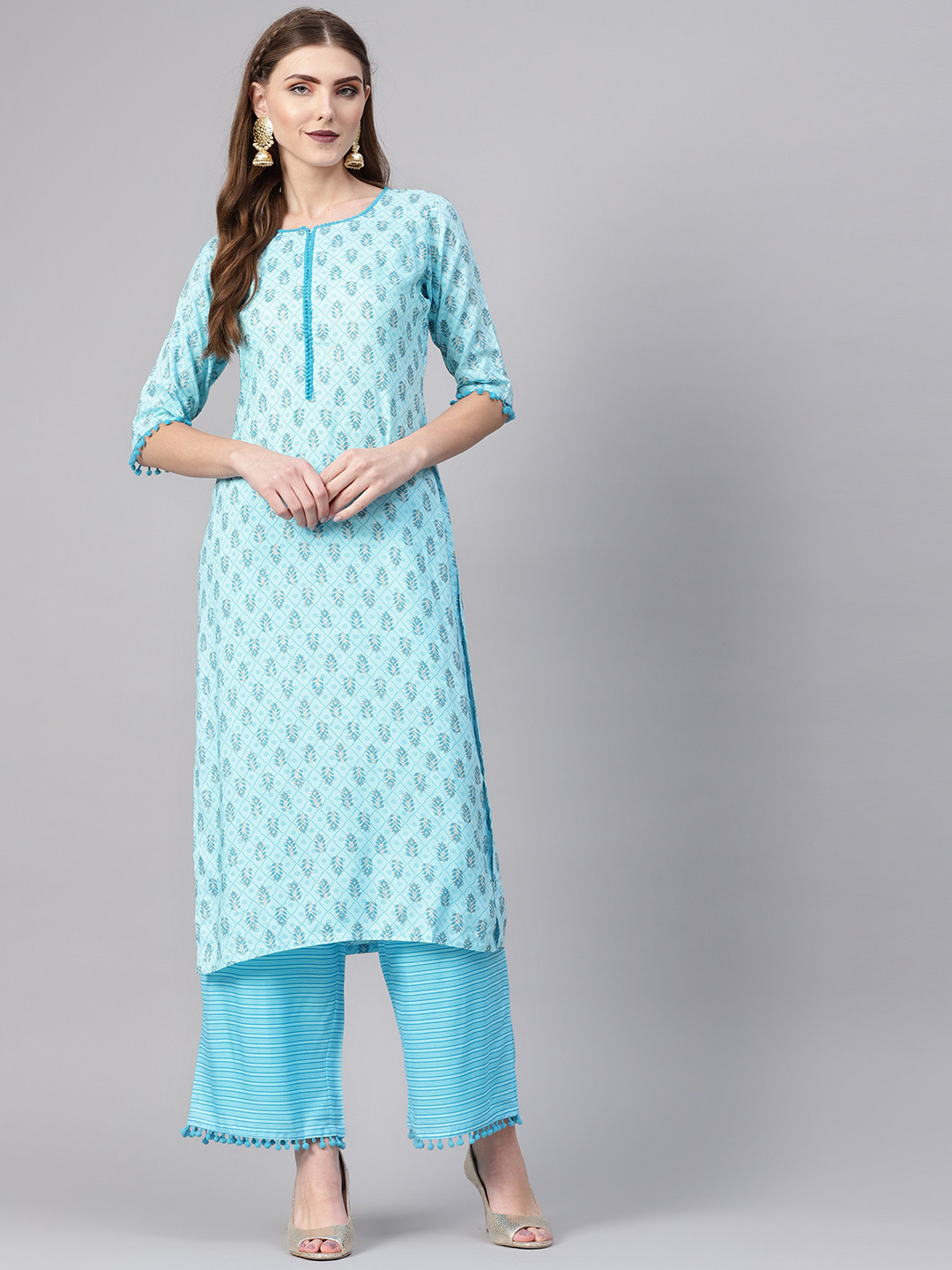 

GERUA Women Blue Printed Kurta with Palazzos