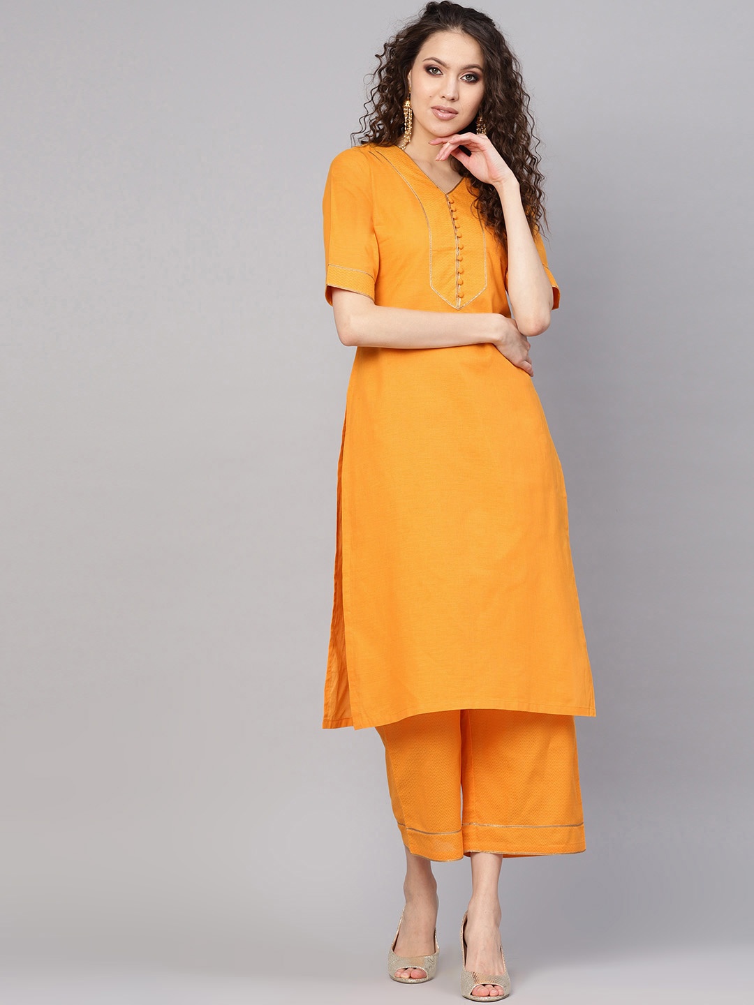 

GERUA Women Orange Yoke Design Kurta with Palazzos