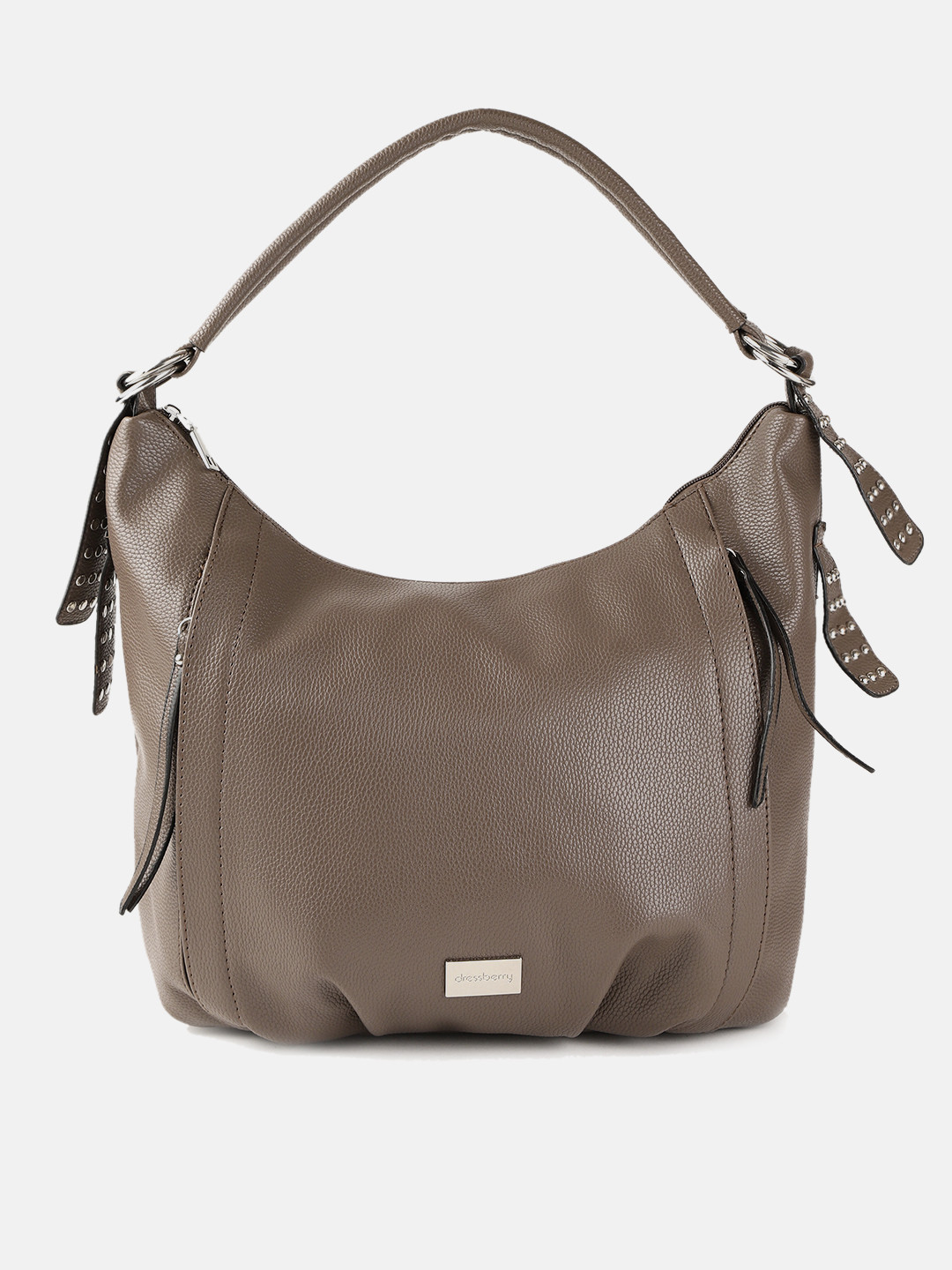 

DressBerry Taupe Solid Hobo Bag