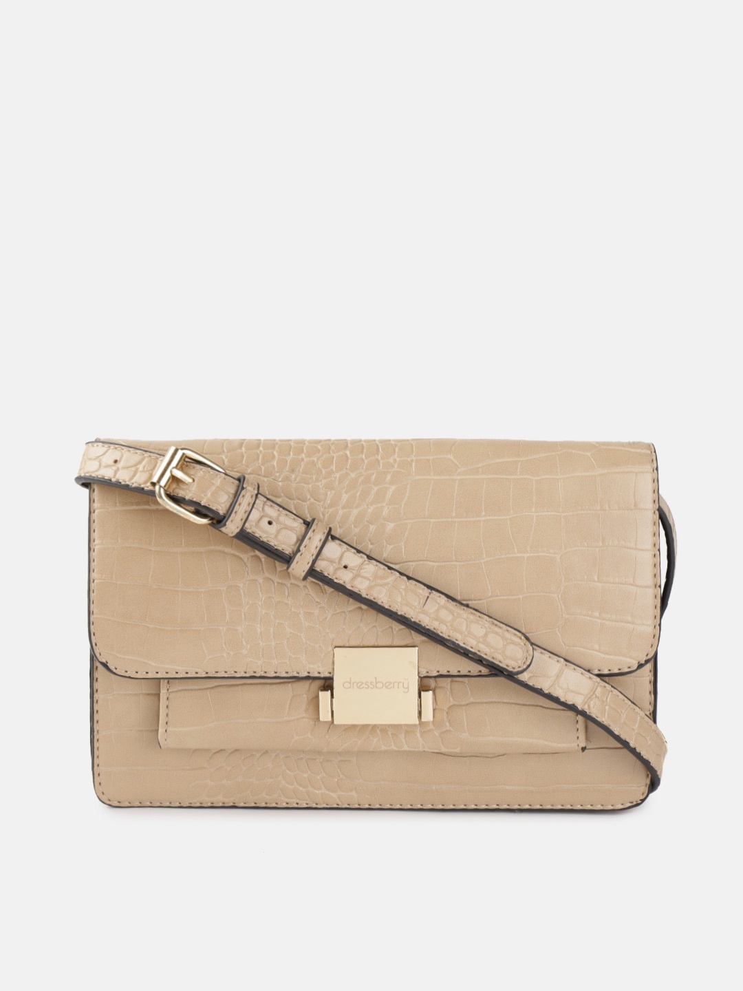 

DressBerry Beige Croc Textured Sling Bag