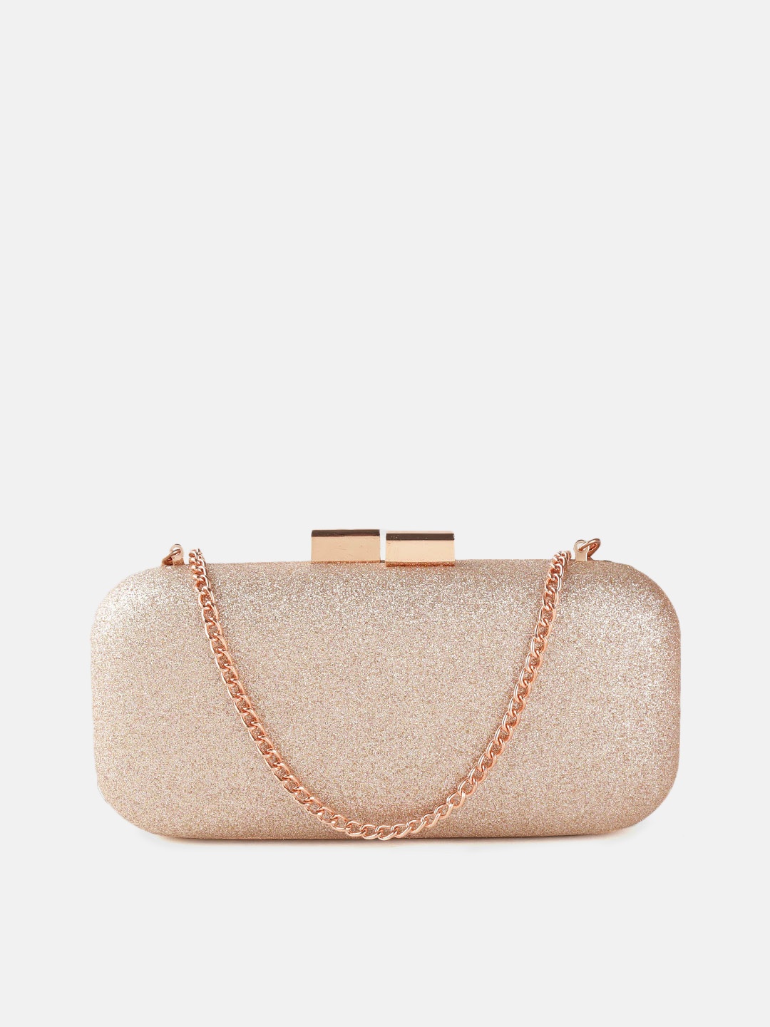 

DressBerry Rose Gold-Toned Shimmer Box Clutch