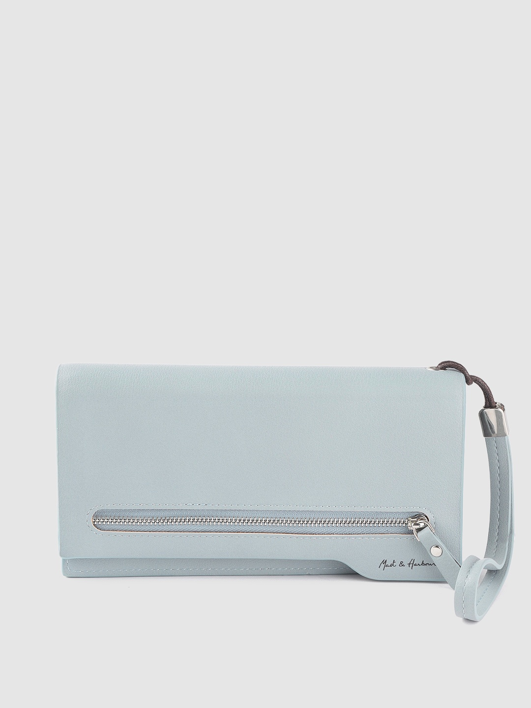 

Mast & Harbour Women Blue Solid Zip Around Wallet