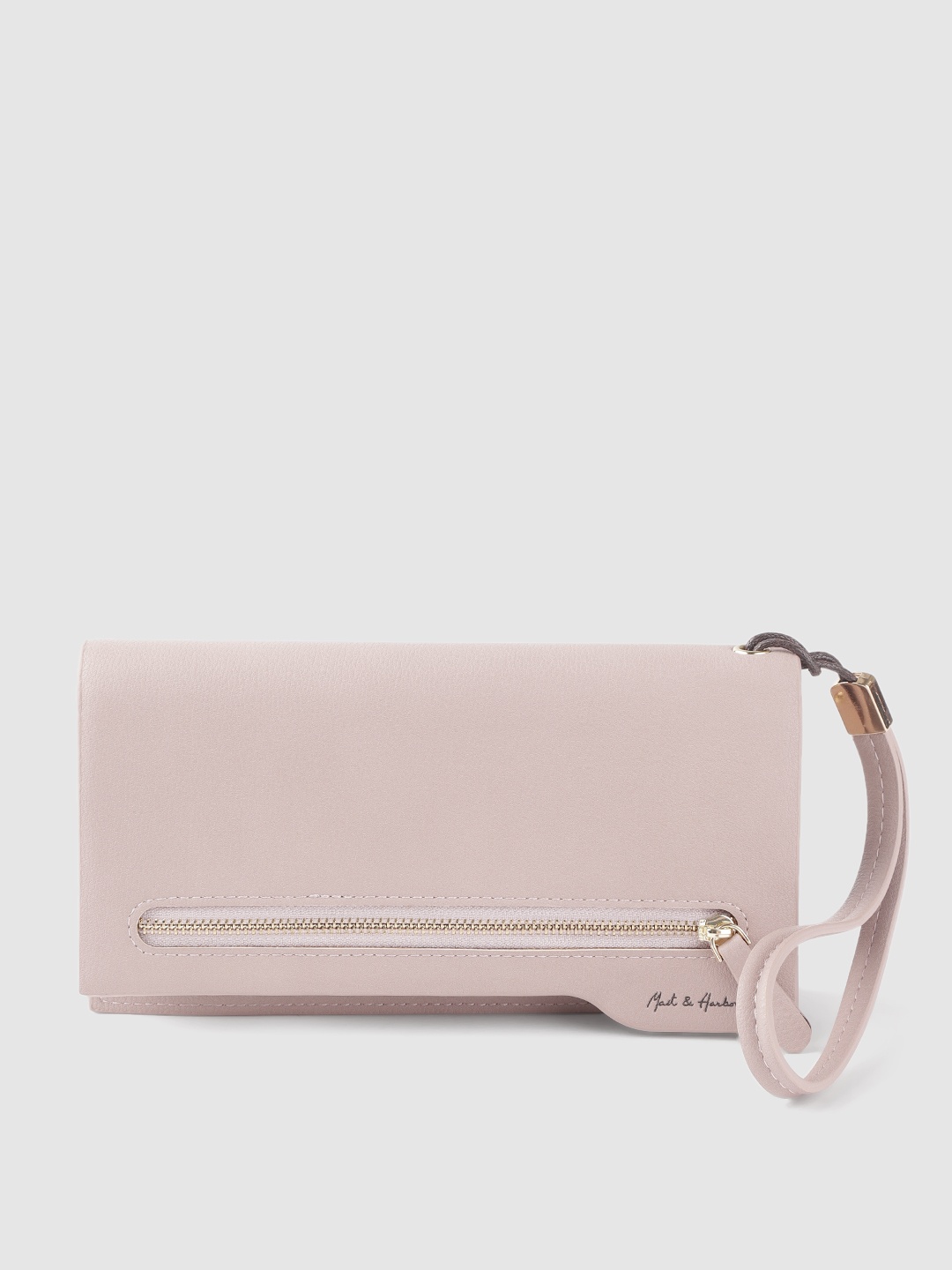 

Mast & Harbour Women Beige Solid Zip Around Wallet