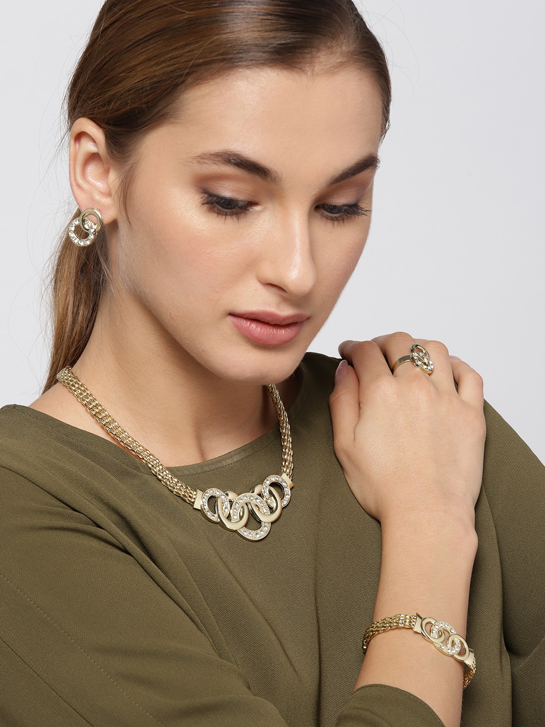 

Jewels Galaxy Gold-Plated Stone Studded Jewellery Set