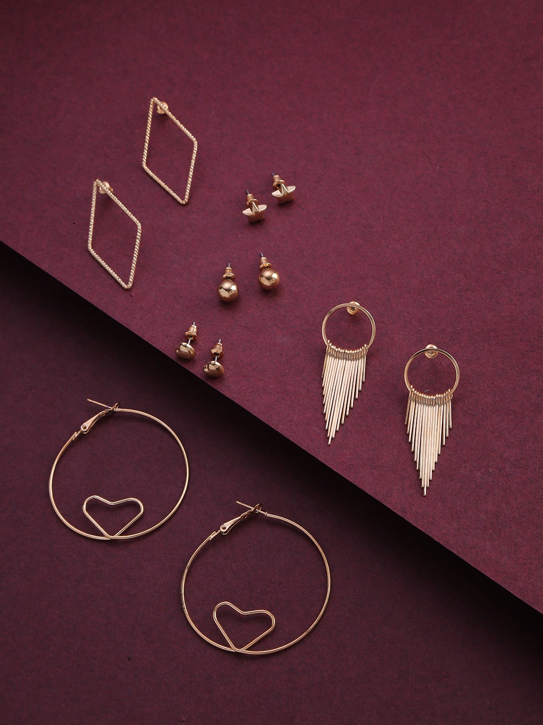 

Jewels Galaxy Set of 6 Gold-Plated Earrings