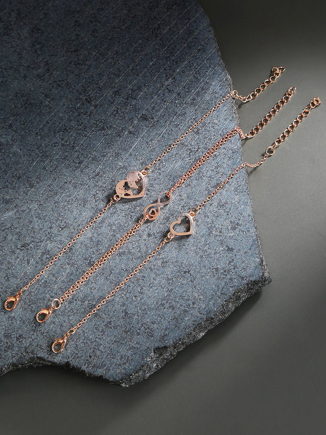 

Jewels Galaxy Set of 3 Rose Gold-Plated Bracelets