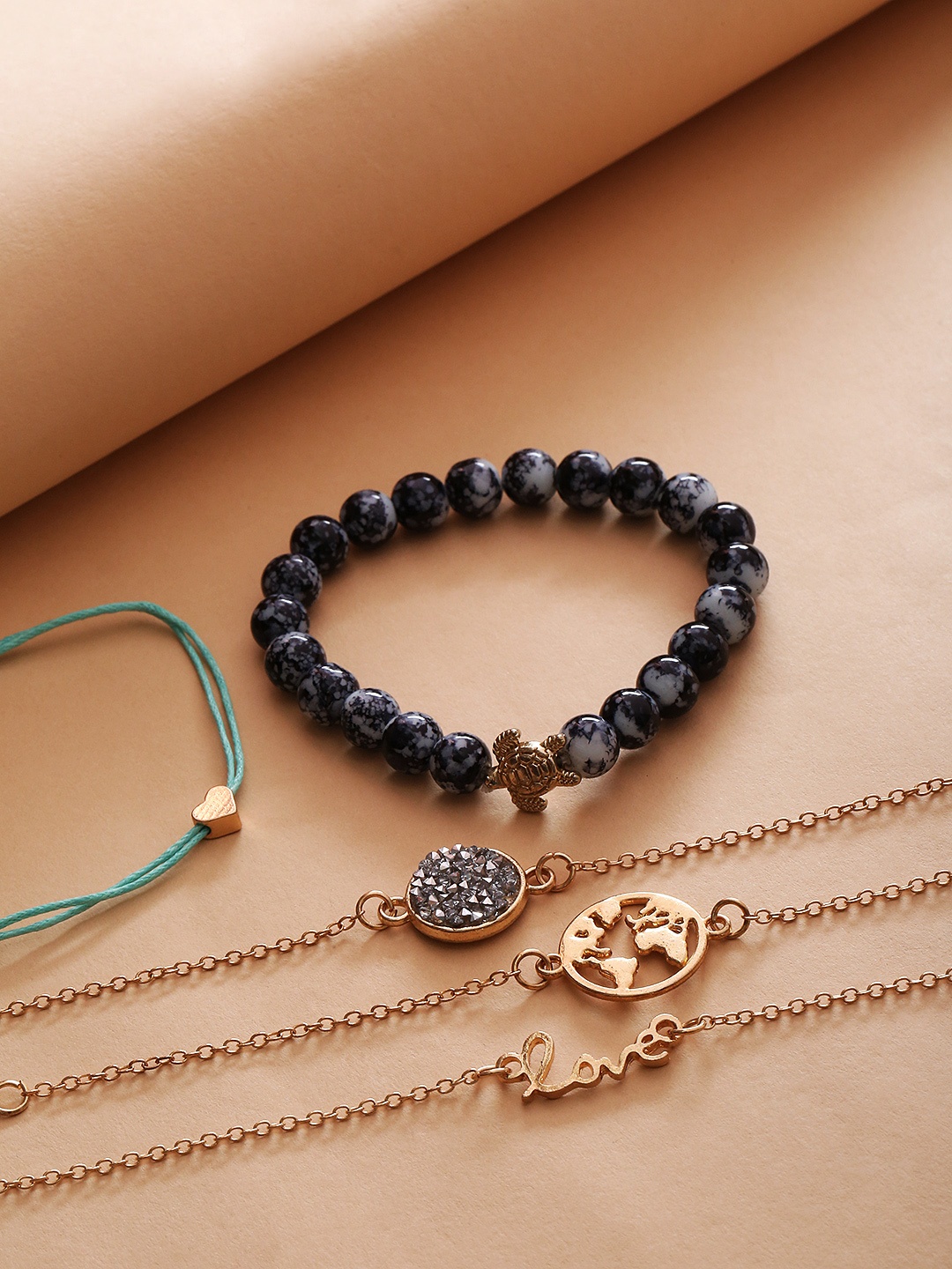 

Jewels Galaxy Set of 5 Copper-Plated Bracelets, Gold