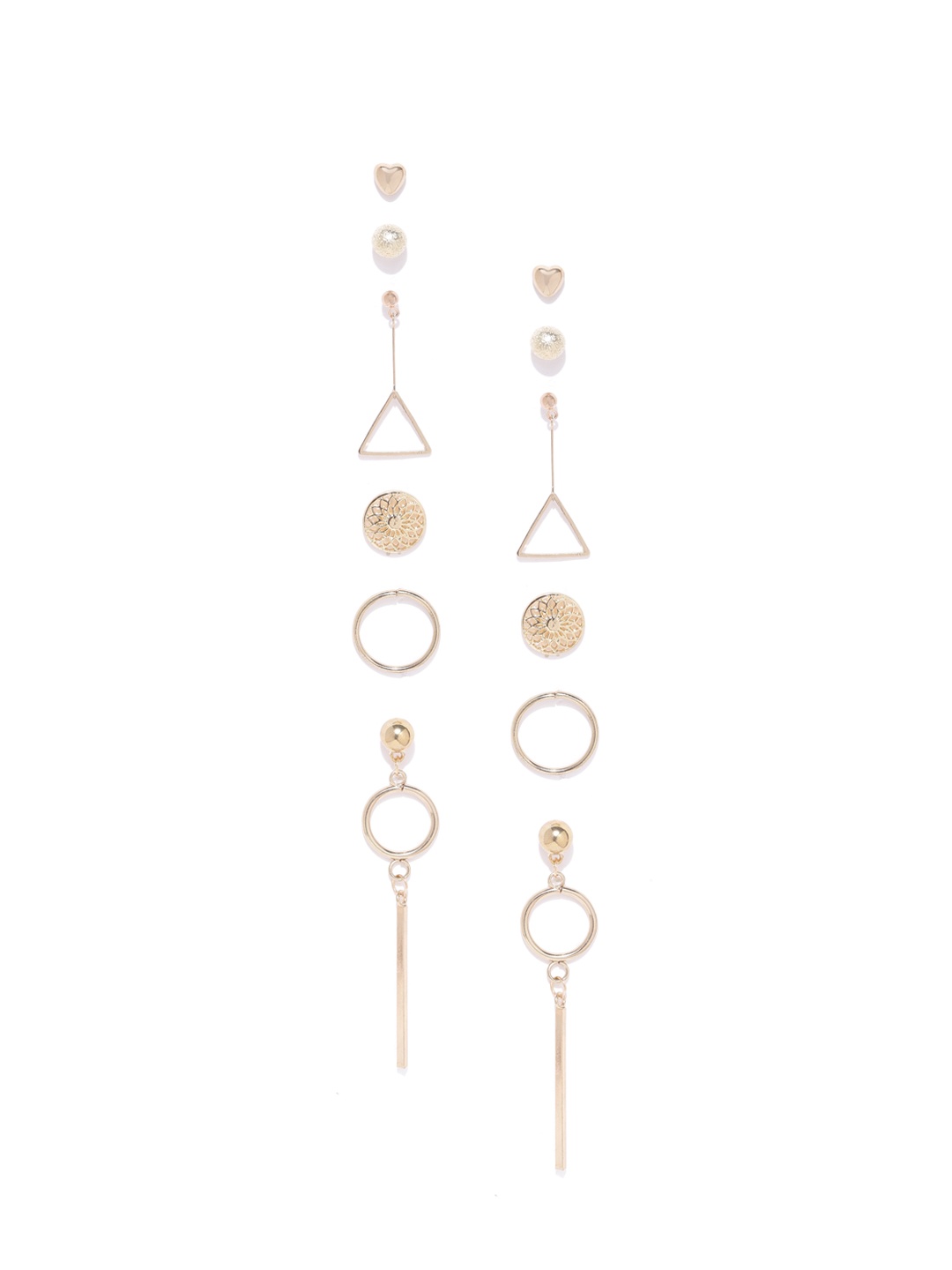 

Jewels Galaxy Set of 6 Gold-Plated Geometric Shaped Earrings