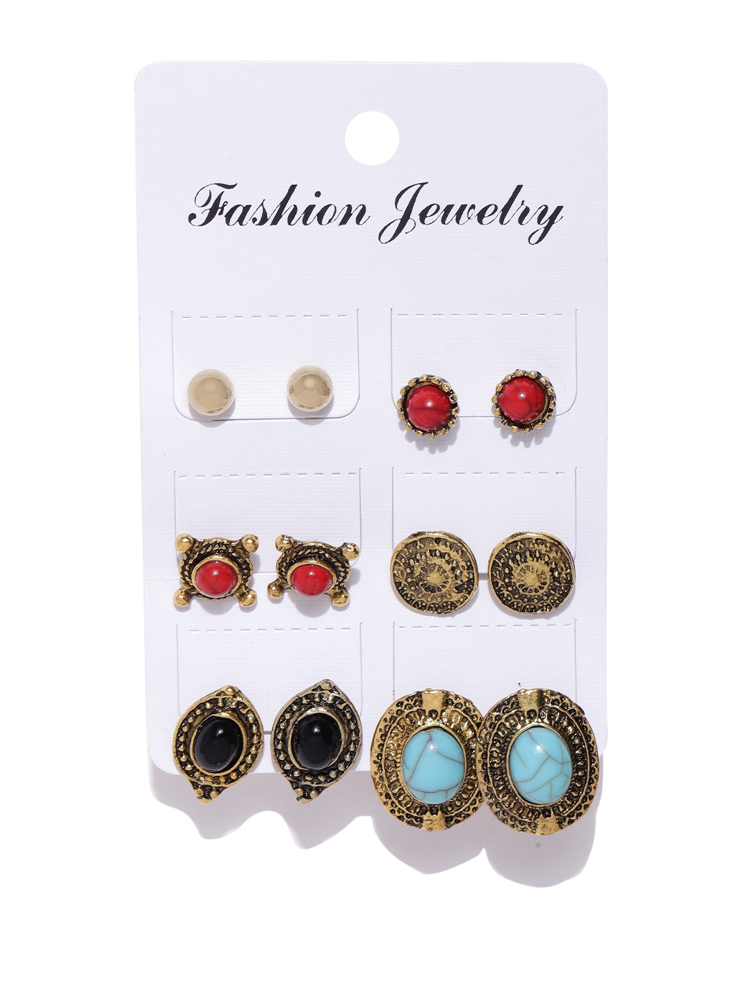 

Jewels Galaxy Set of 6 Stud Earrings, Gold