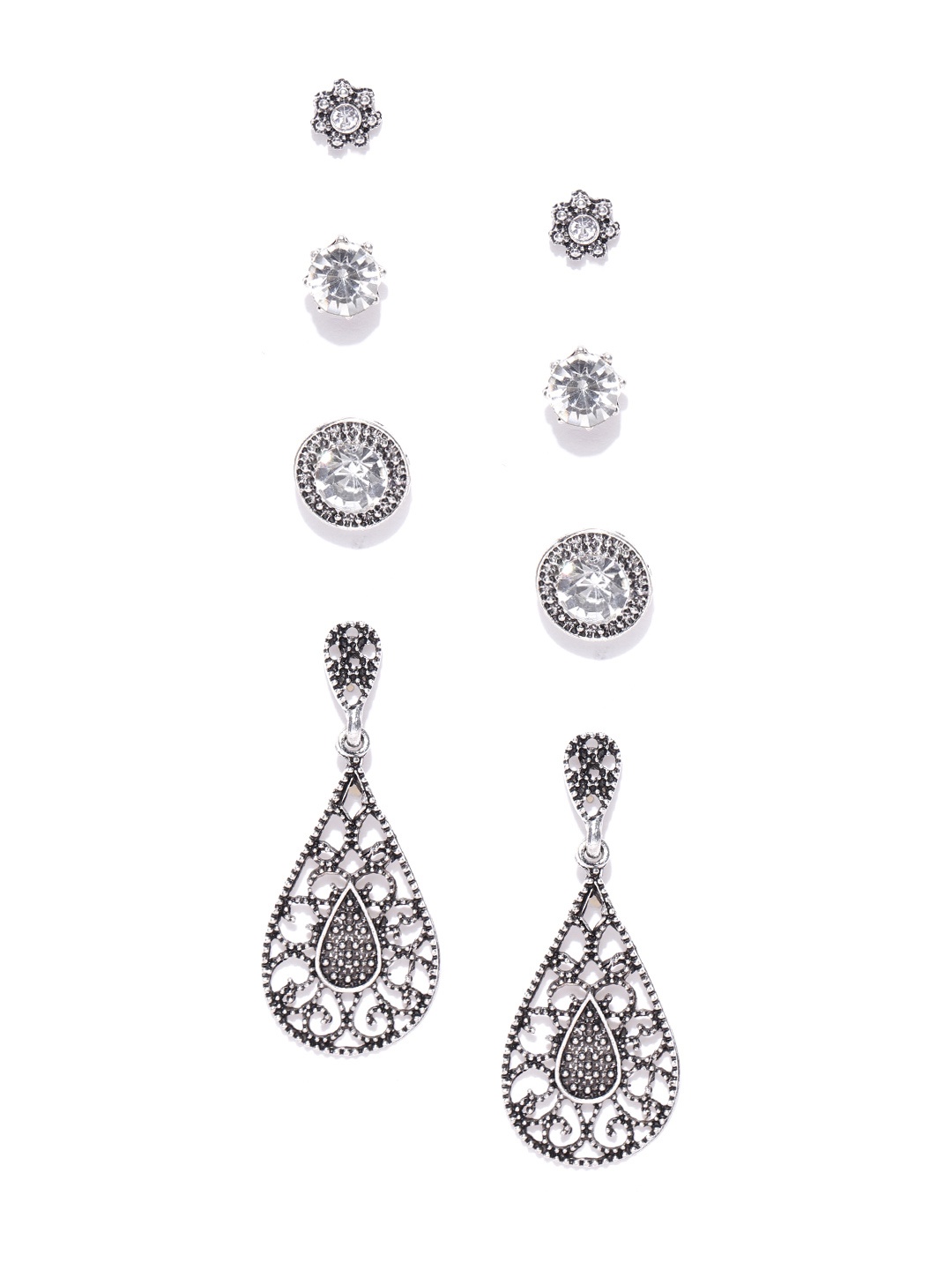 

Jewels Galaxy Set of 4 Silver-Plated Earrings