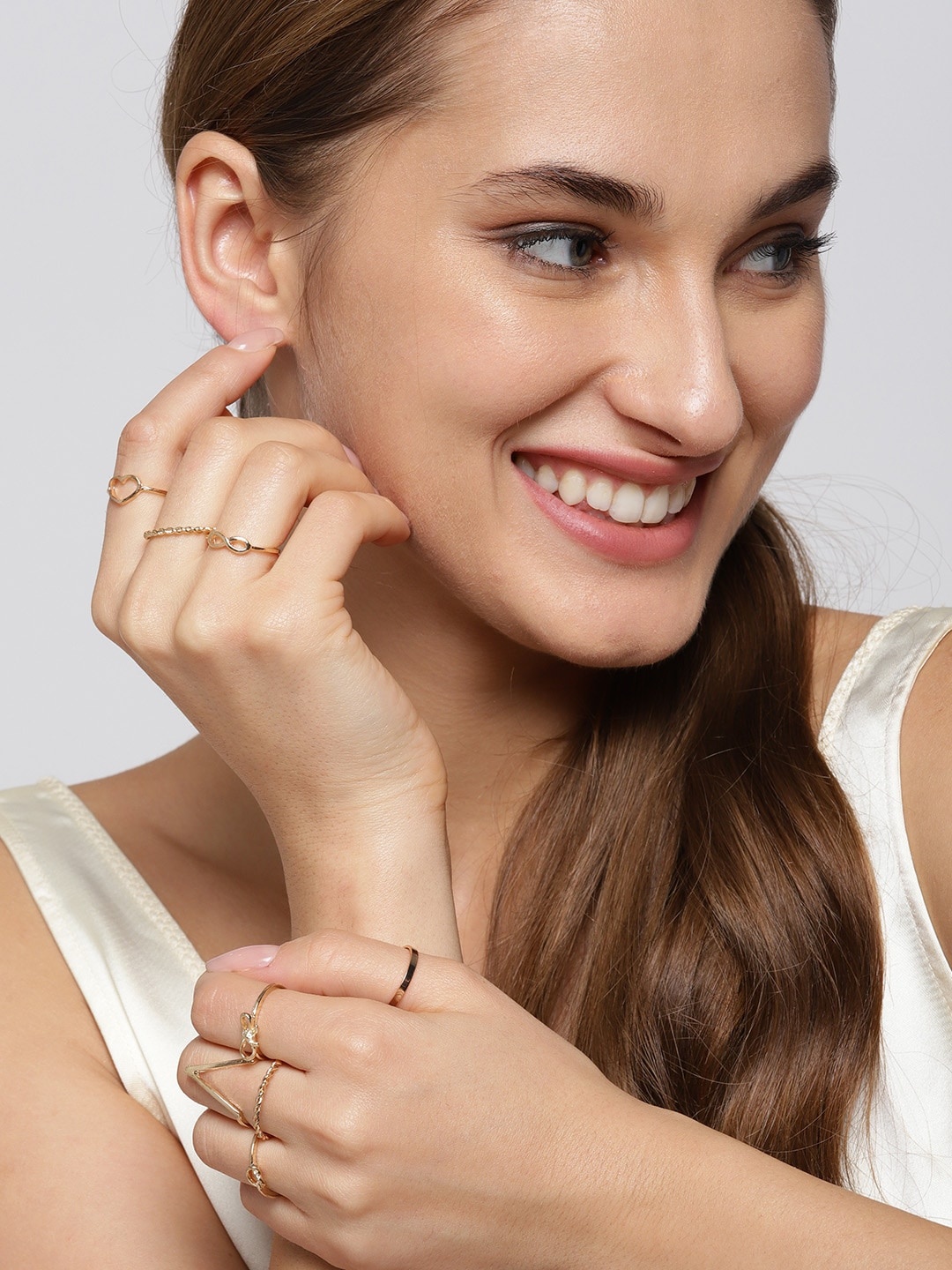 

Jewels Galaxy Women Set of 9 Gold-Plated Finger Rings