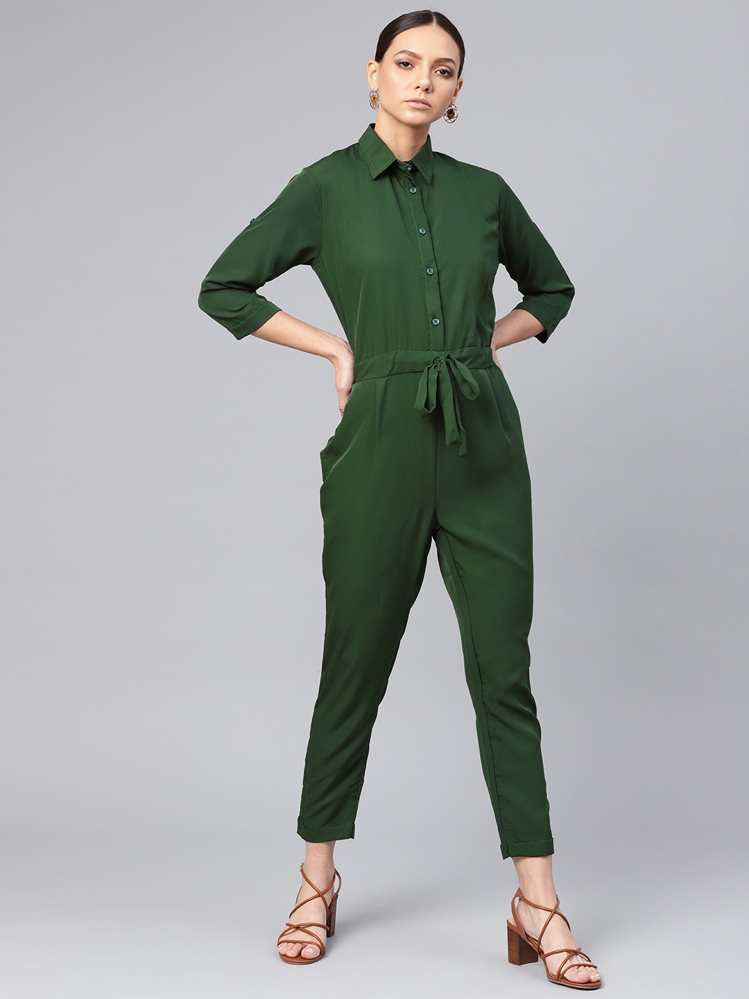 

VOXATI Women Green Solid Basic Jumpsuit