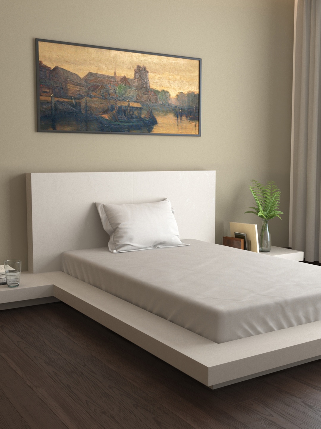 MARK HOME Grey Solid 400 TC Organic Cotton 1 Single Bedsheet with 1 Pillow Cover